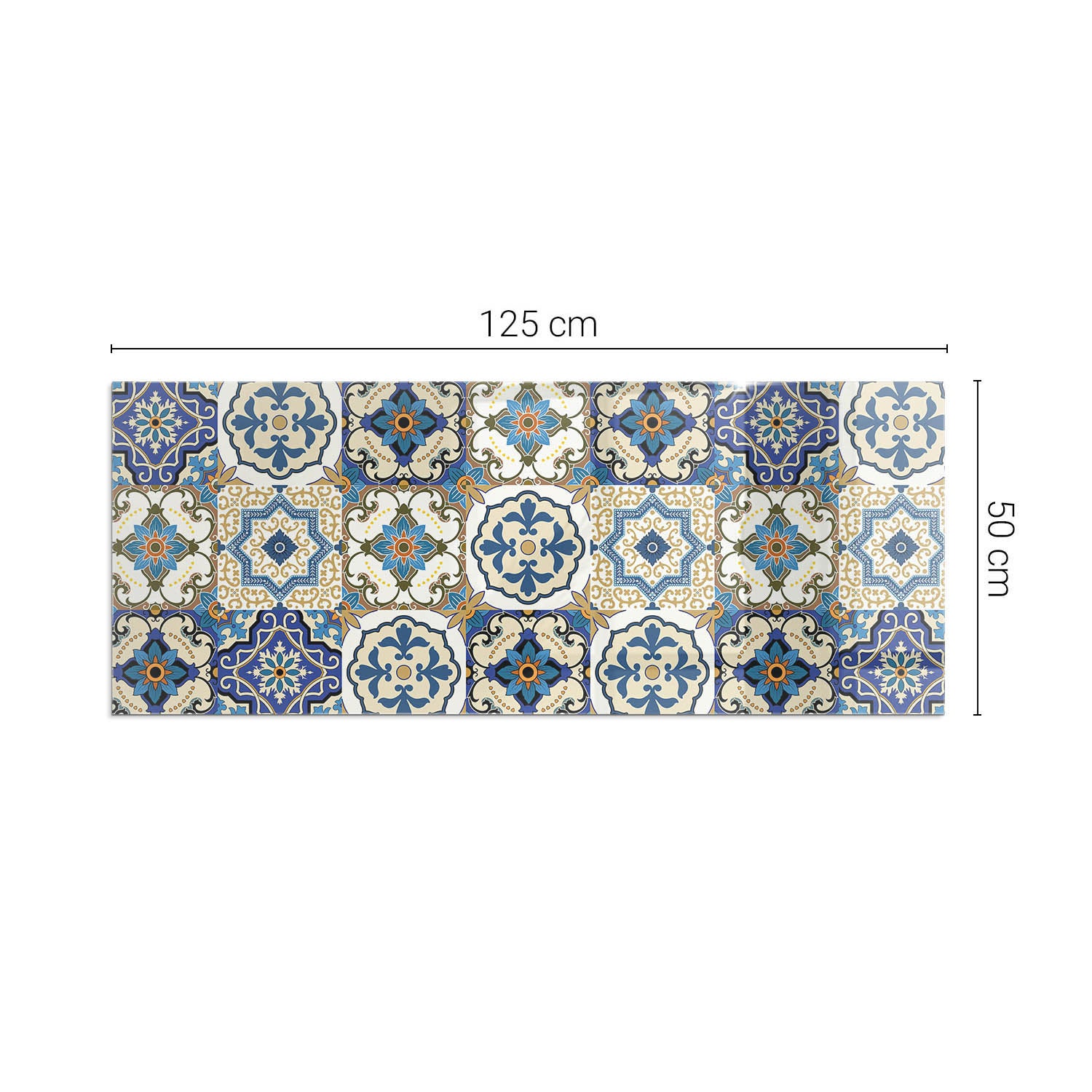 Szkło hartowane na podłogę pod kominek - 125x50 cm - Wzór mozaiki z kwiatami - TULUP - 2