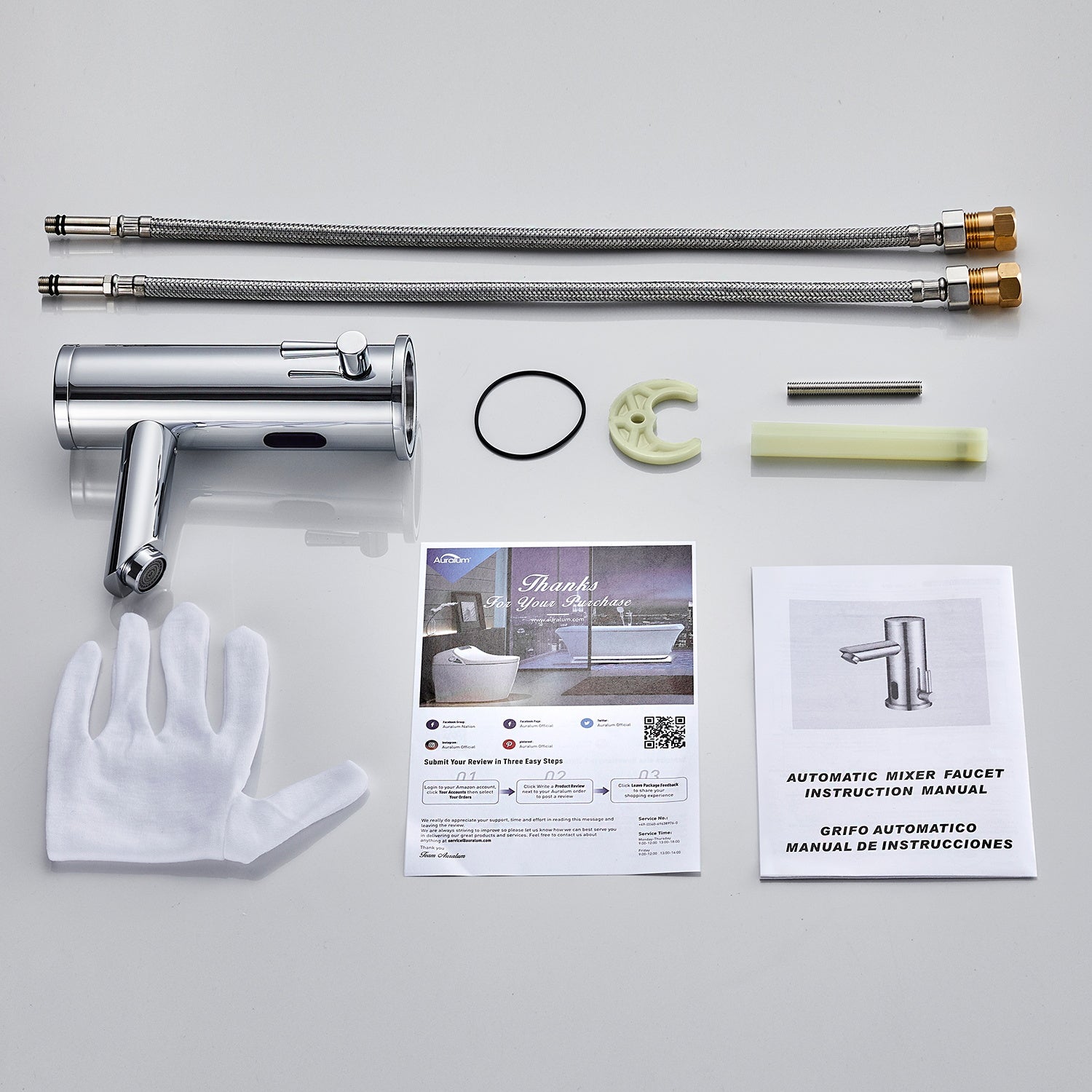 2PCS Mitigeur Lavabo Infrarouge Electronique Eau Froide Chaude Mitigeur Automatique Laiton Chrome Robinet Automatique de Lavabo Salle de Bain - 5