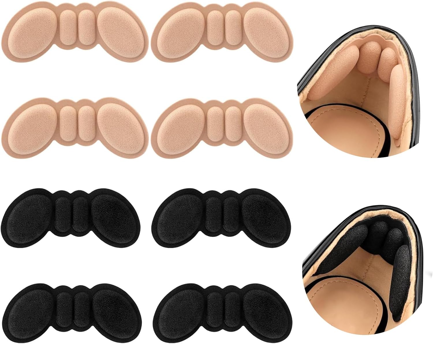 Coussinets De Talon Pour Chaussures Trop Grandes, 4 Paires, Protecteurs De Talons Auto-adhésifs, Inserts De Talon, Empêchent Le Glissement Et Le Ottement, Semelles Intérieures Demi-taille