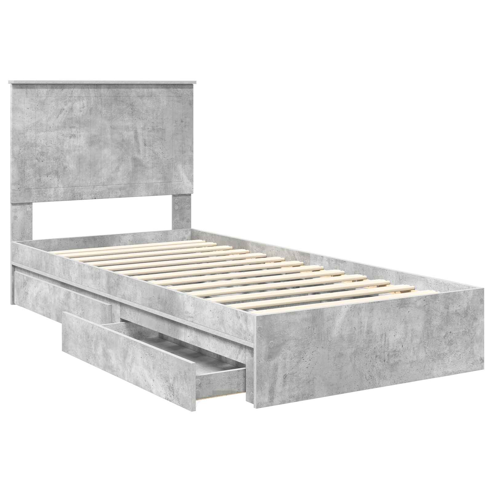 Lit de rangement Gris béton 90 x 190 cm panneau de bois - 5