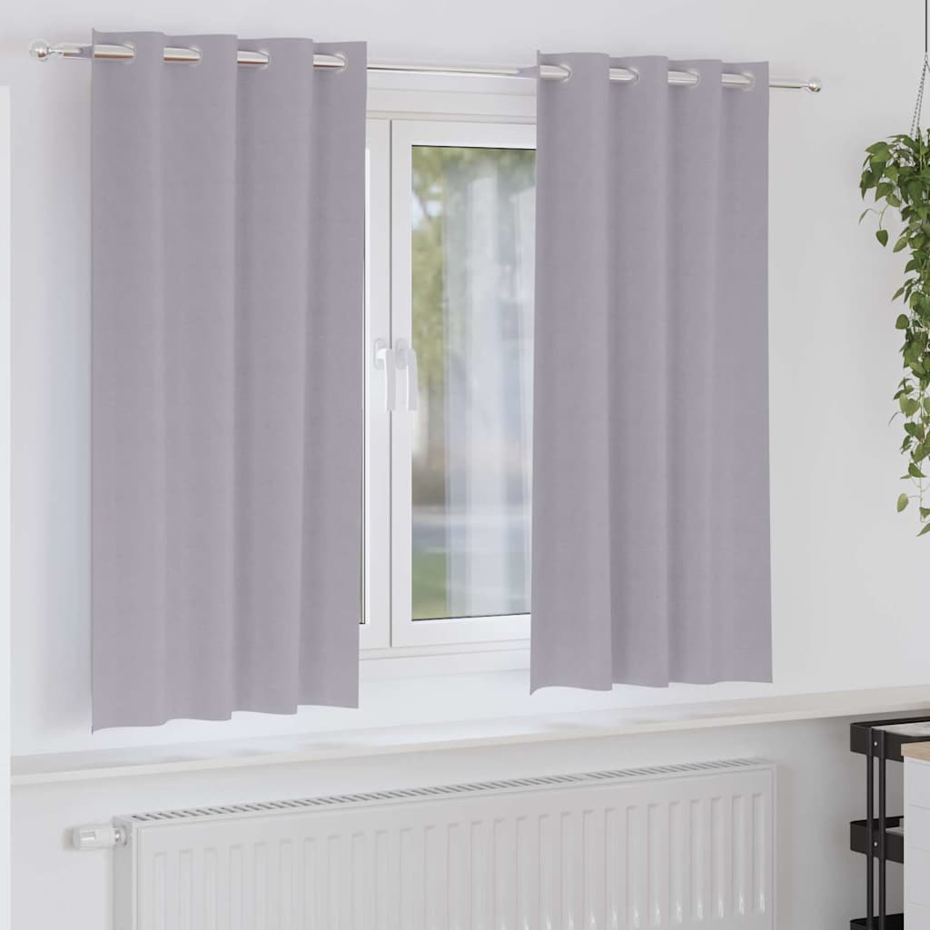 Firany blackout z kółkami 2 pcs Metaliczny Szary 175 x 140 cm vidaXL