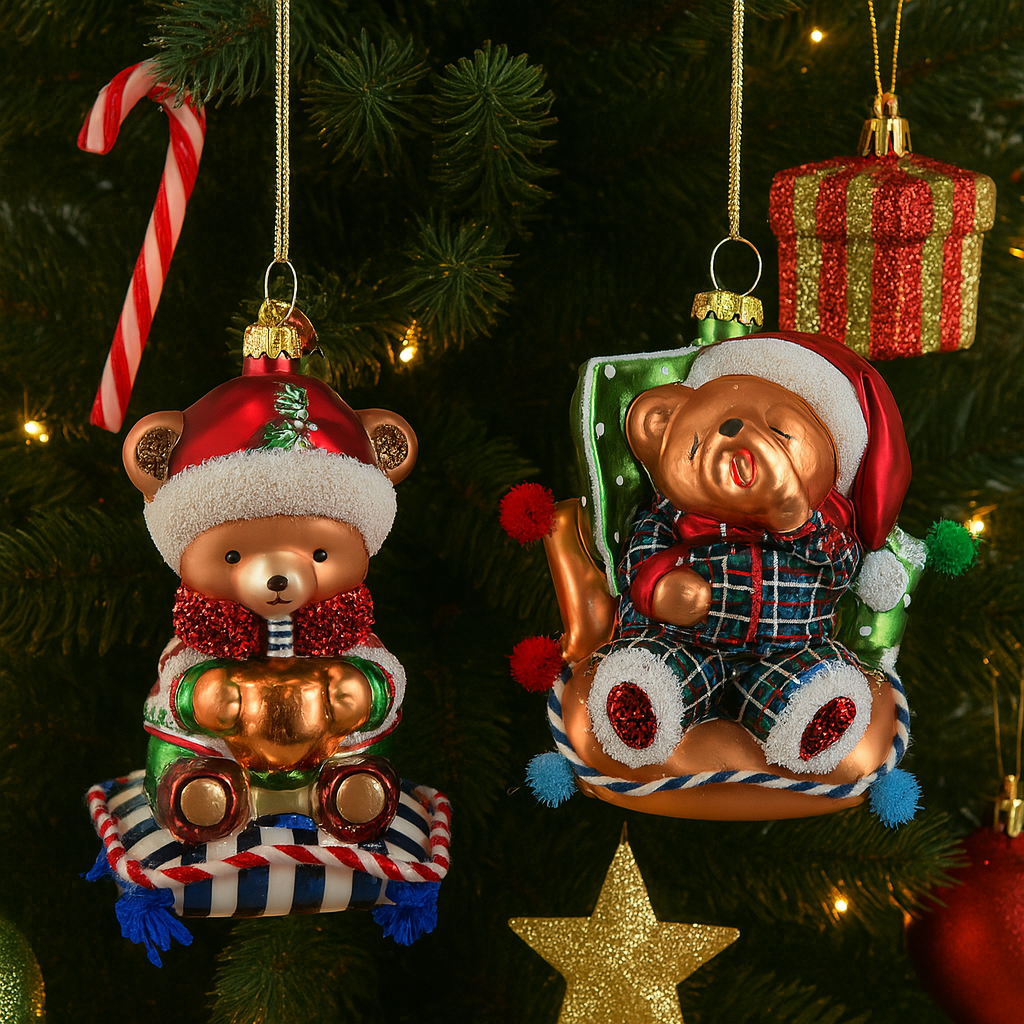 Décoration de sapin de Noël de 13,5 cm en forme d'ours en peluche sur une chaise - 3