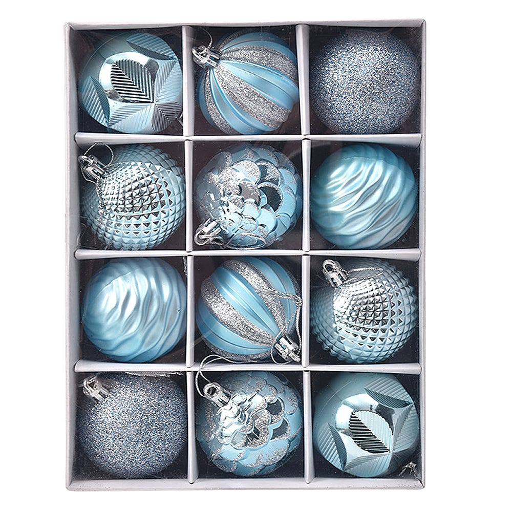 Lot De 24 Boules De Noël En Plastique Bleu - 3 Cm - Avec Crochet - Incassable, Réutilisable