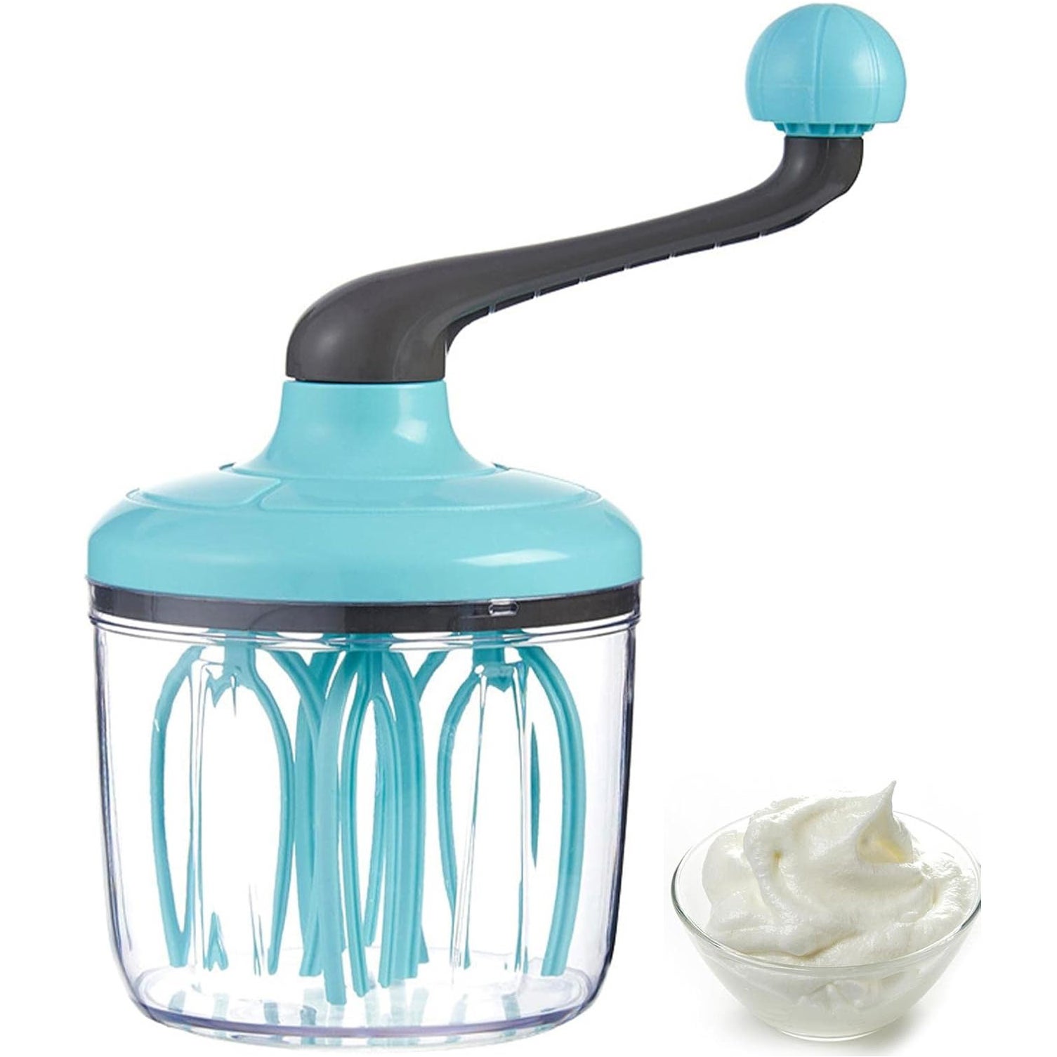 Sbattitore Uova Manuale Erato - Frusta Multifunzione Per Crema E Latte, 1100ml, Design Antiscivolo E Silenzioso - Foto 3