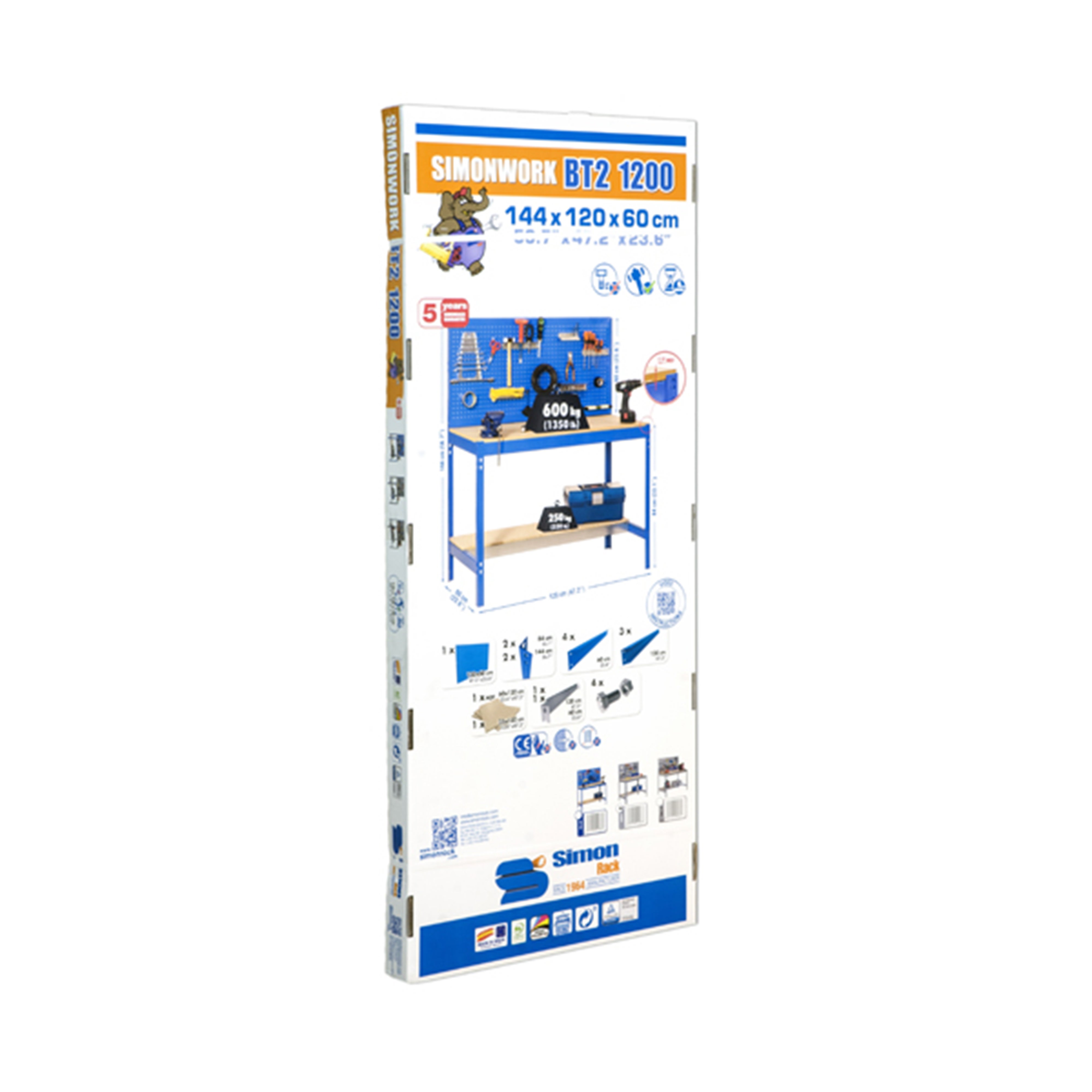 Bancada de trabalho SIMONWORK com 2 prateleiras (144,5x121x61cm) ANTRACITE E MADEIRA - 2