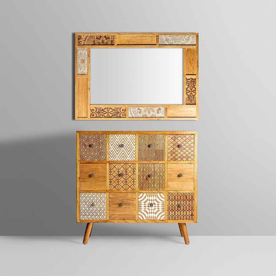 Specchio con cornice verniciata in bianco e marrone TUNEZ Burkina - 3