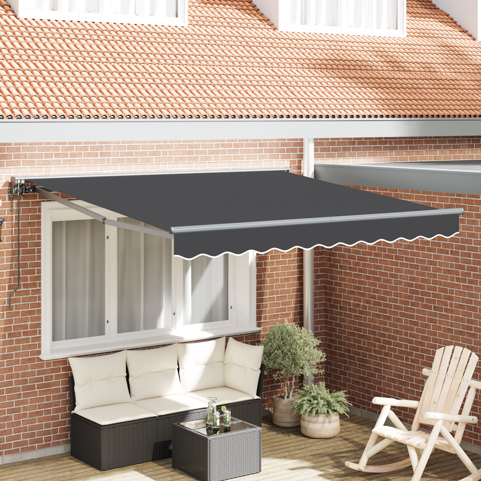 Rama markizy Antracyt 350 x 250 cm Poliester z powłoką PU vidaXL