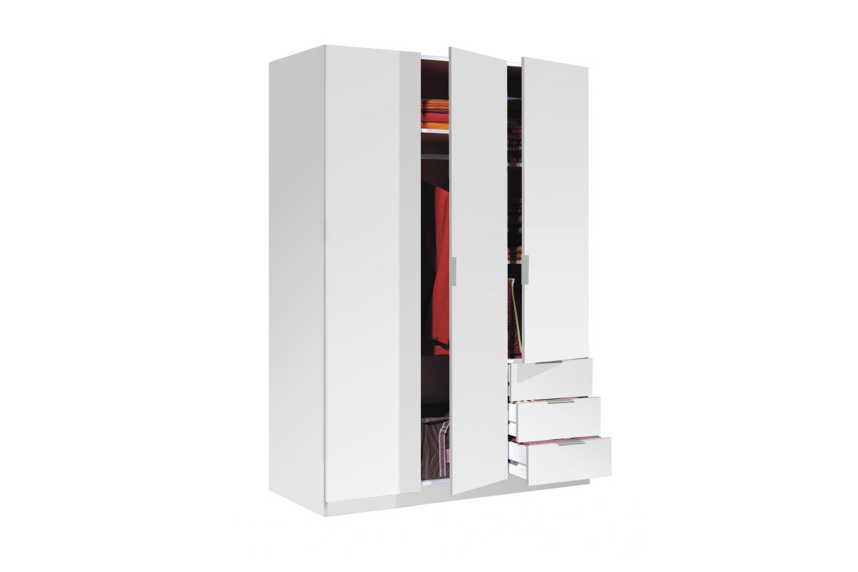 Armoire NINA 3 portes et 3 tiroirs L121 x H180 cm - Blanc - 6