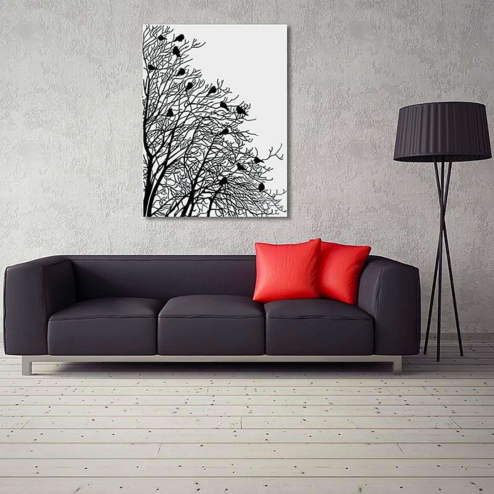 Tableau bois 2 oiseaux sur les branches - 80 x 120 cm - 5