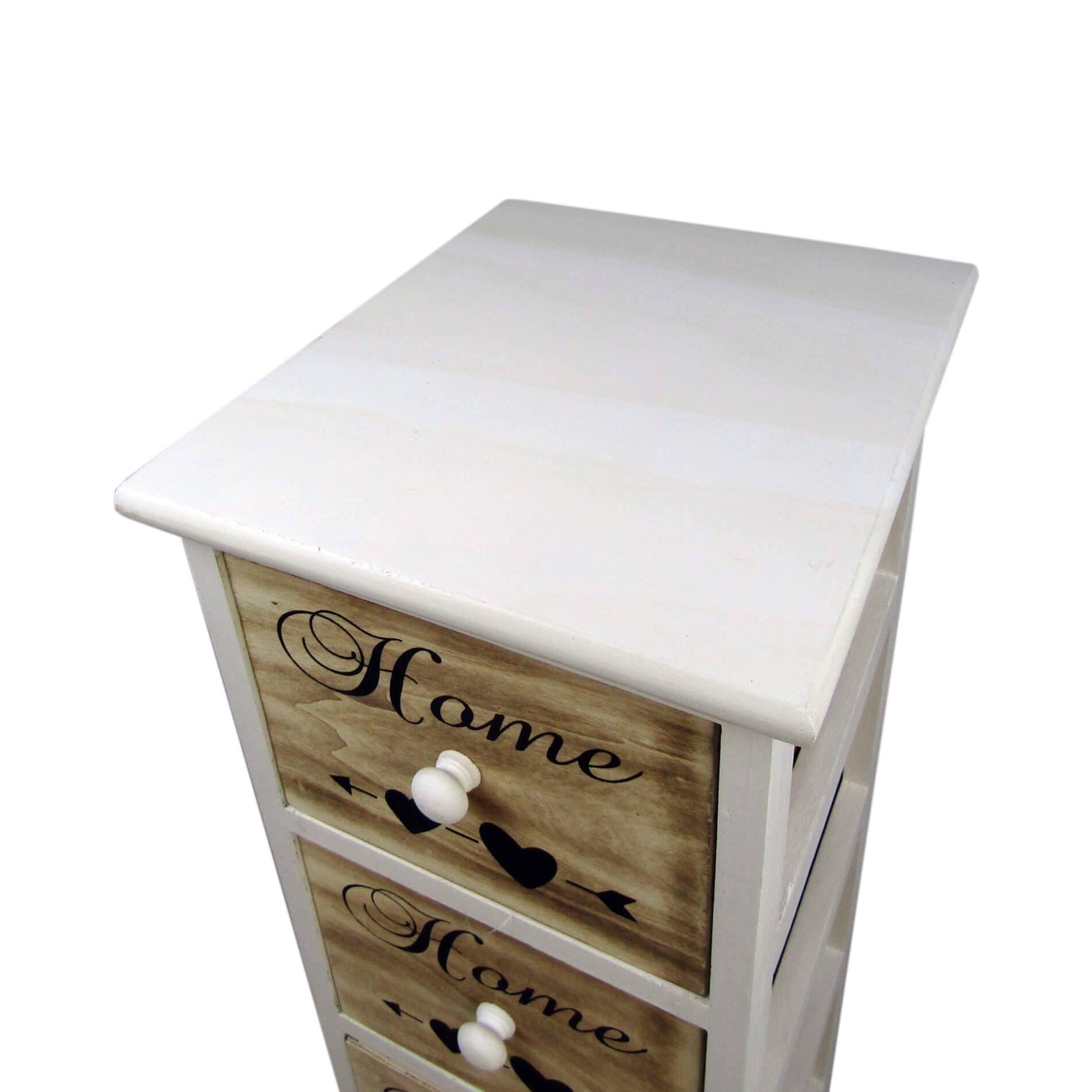 Commode Rebecca Mobili Chiffonier 5 Tiroirs Bois Marron Blanc 91x26x30 - 8