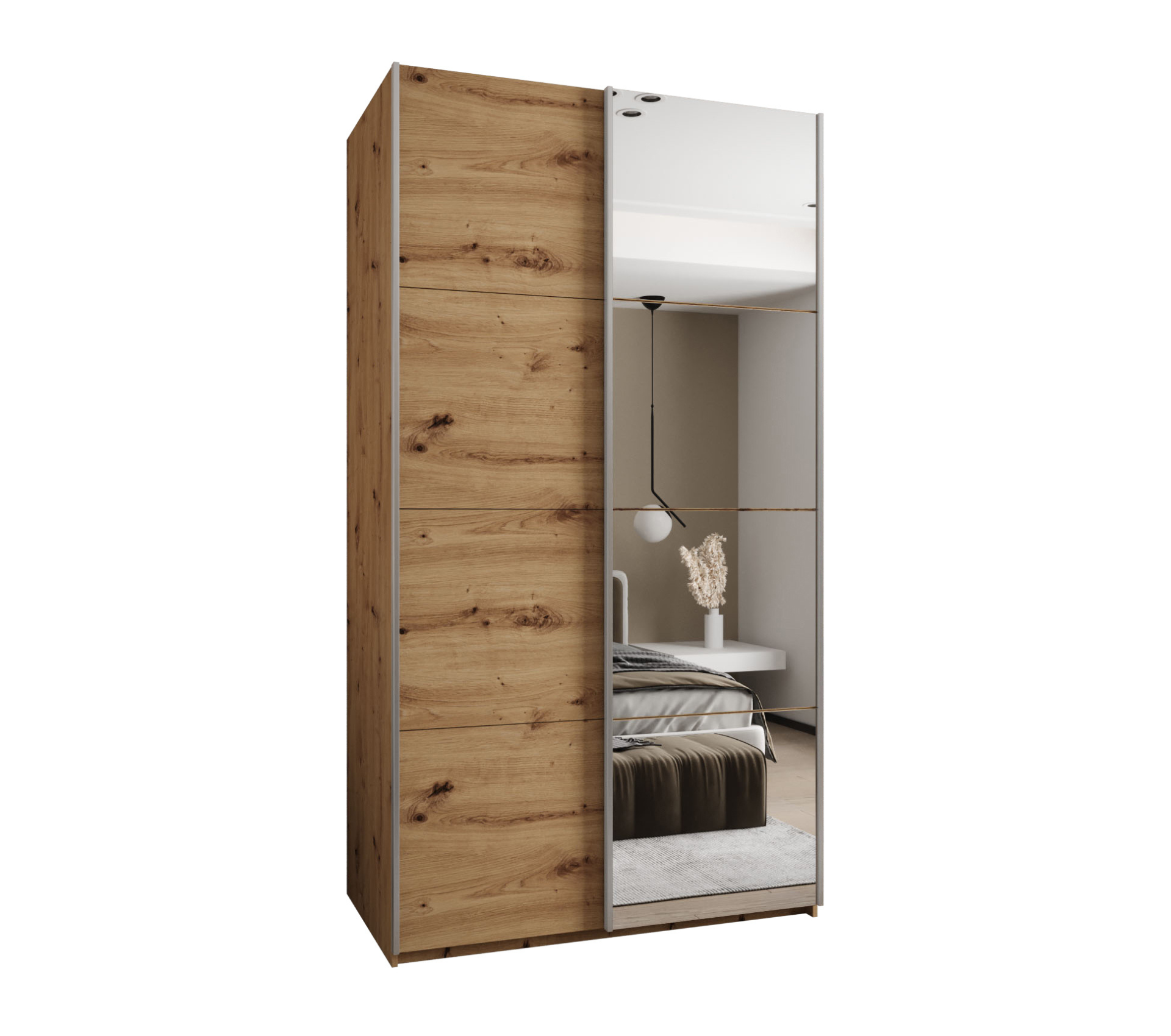 Szafa przesuwna wysoka Lux 3 140 x 64 x 245,5 cm artisan + artisan + u. srebrny - Abiks Meble