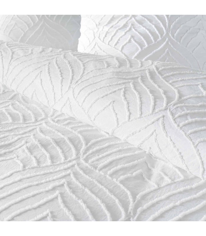 Parure 3 pièces 240x260cm tufté blanc - 240x260cm - Blanc - 3