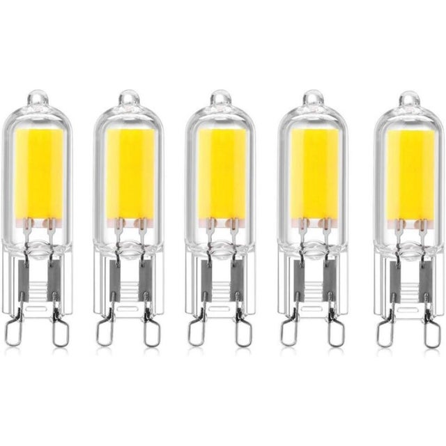 5pcs 3W G9 Culot Capsules COB LED Ampoule 220V 200 Lumen 10W Ampoule Halogène équivalent pour Lustre Lampe de Bureau Applique Murale Blanc Chaud 3000K