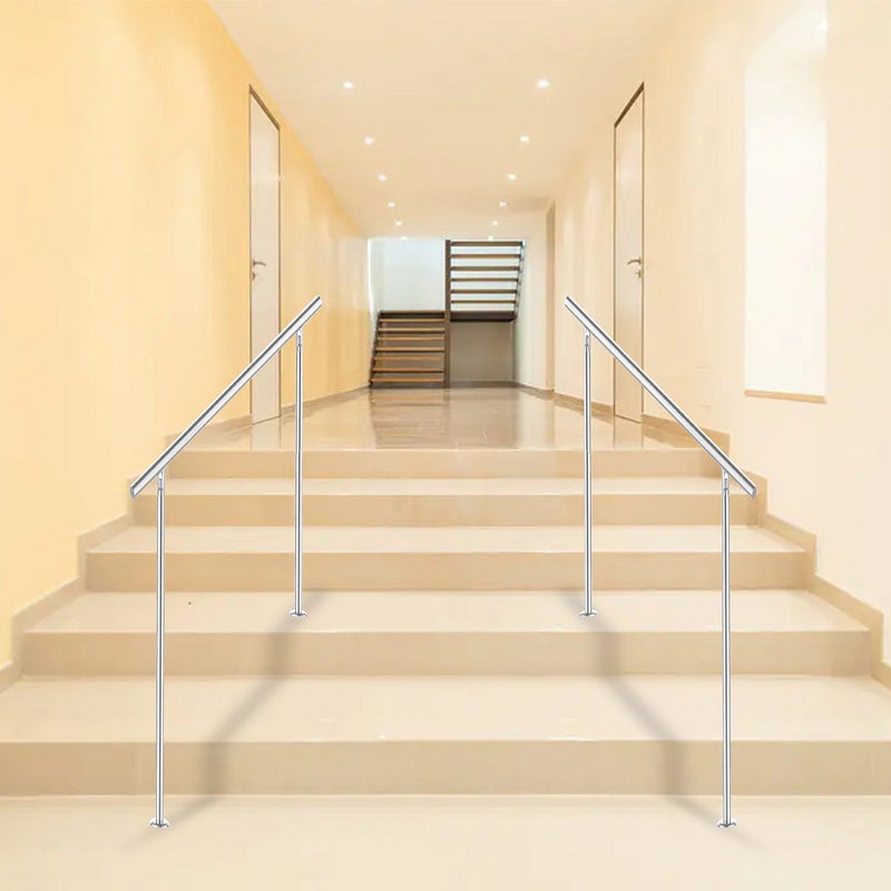 Rampe d'escalier en acier inoxydable pour escaliers Garde-corps Mains Courantes intérieur et extérieur 120 cm 0 crossbars - 5