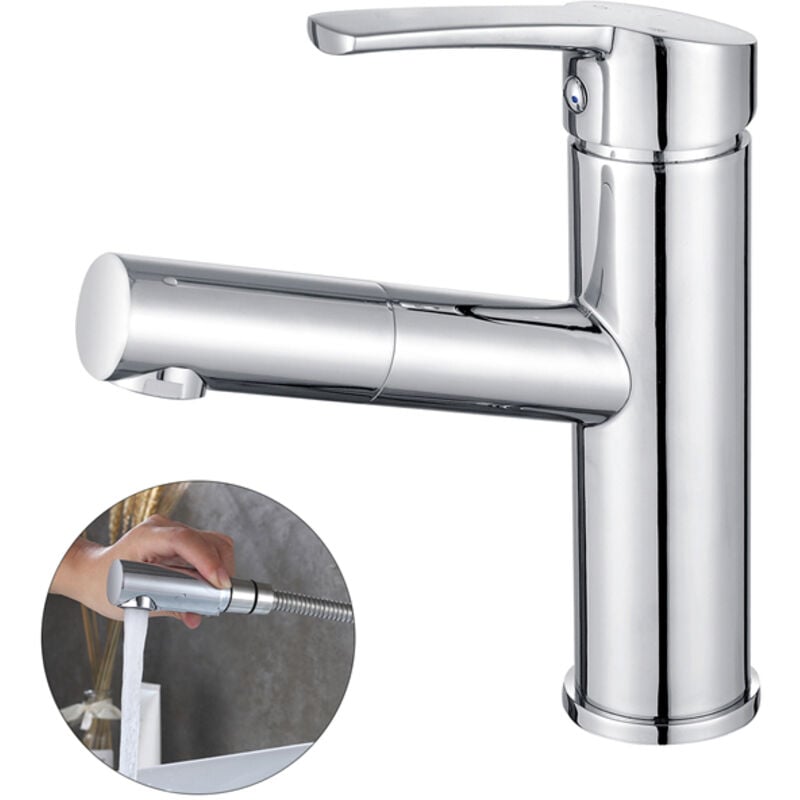 Czarny kran umywalkowy z wyciąganą wylewką, kran łazienkowy, bateria jednouchwytowa ze stali nierdzewnej