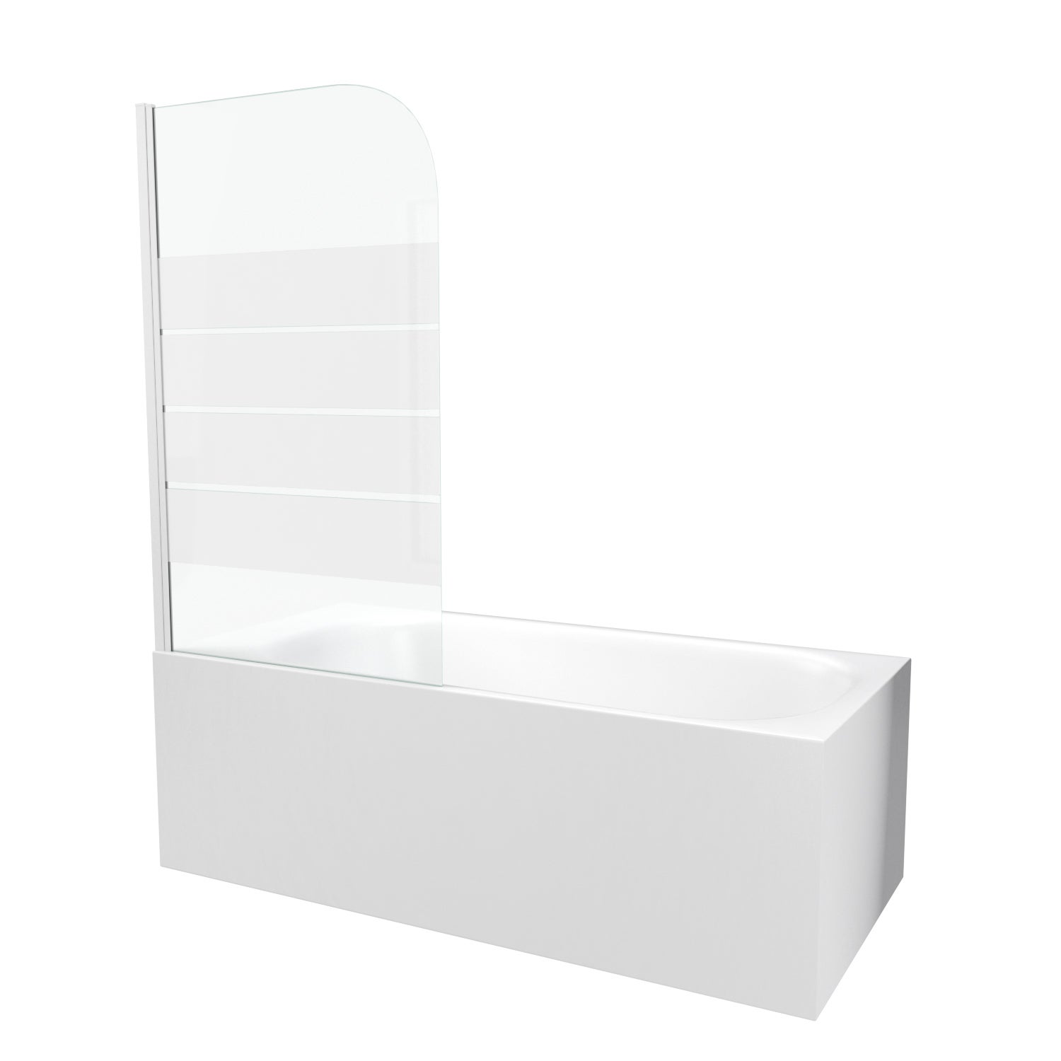 PARE BAIGNOIRE PIVOTANT 130x75cm VERRE SERIGRAPHIE ET PROFILE ALUMINIUM BLANC - 3