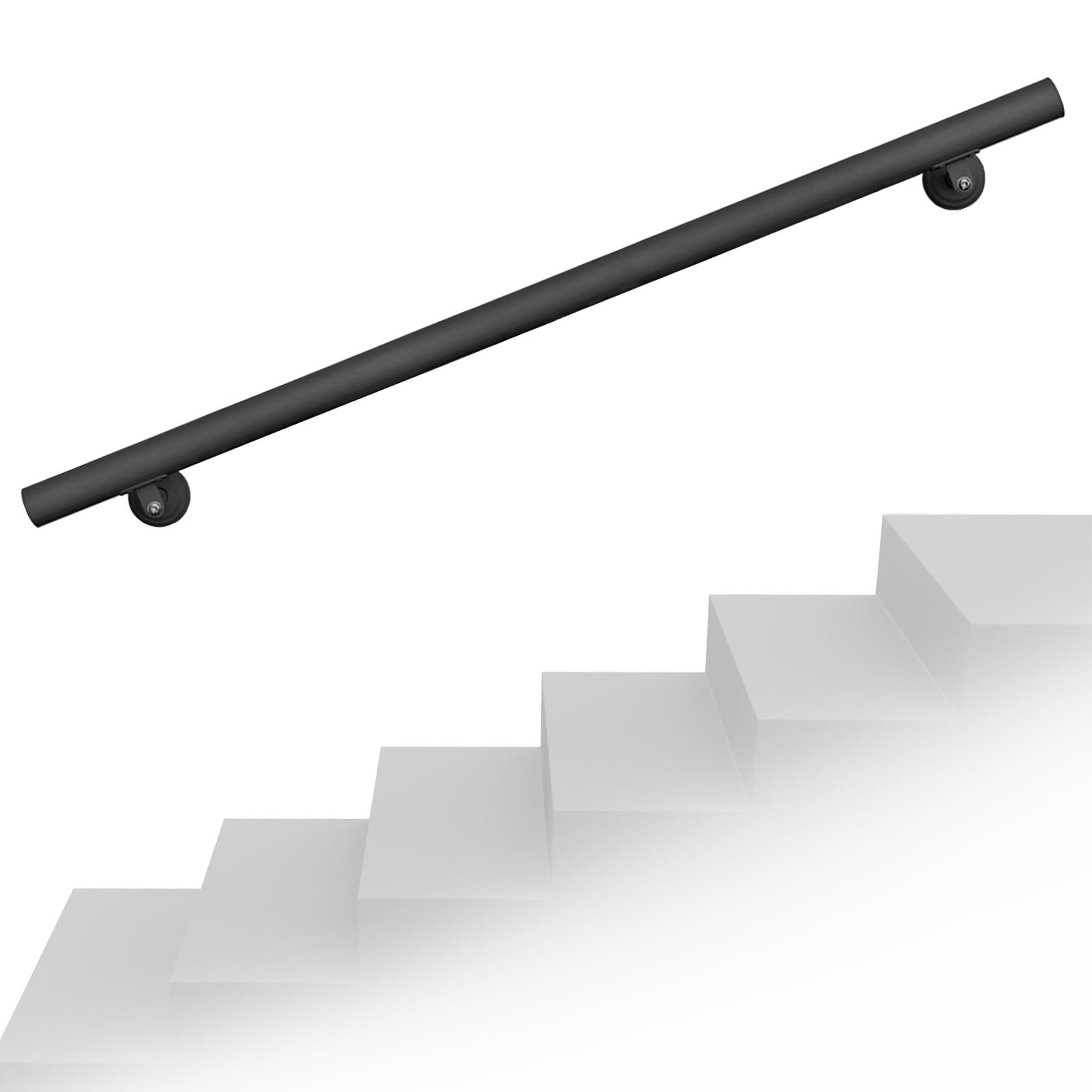 Corrimano Scale Pamo MULTI III - Design Industriale Loft Nero, Tubi Acciaio Resistente, Fissaggio A Parete
