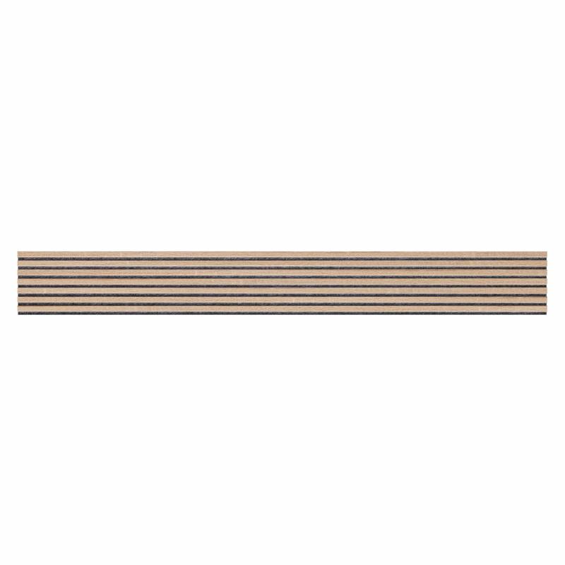 Mur TV - Lot de 5 Panneau tasseaux bois 250 x 30 x 1,9 cm - Décor chêne / Feutrine grise - 3,75M² - 5
