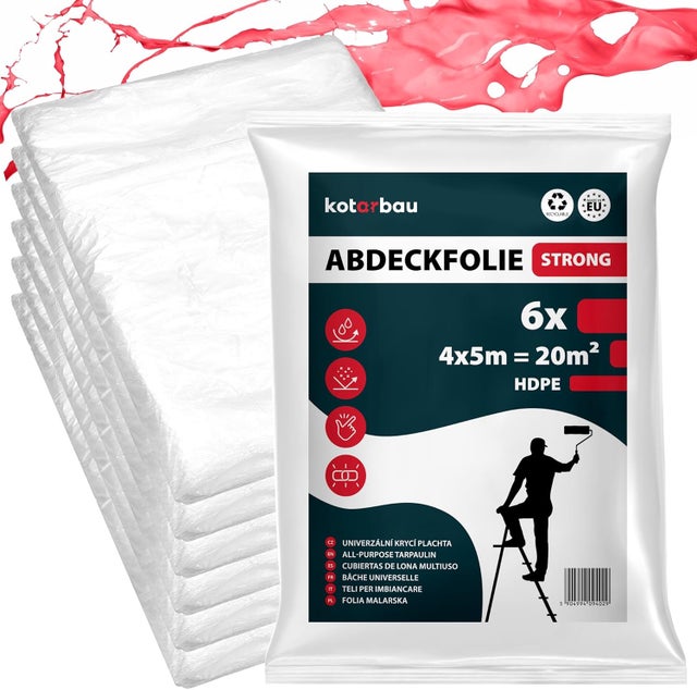 Lotto da 6 teli protezione vernice 4x5 m - 20 m² - film plastico protettivo - KOTARBAU