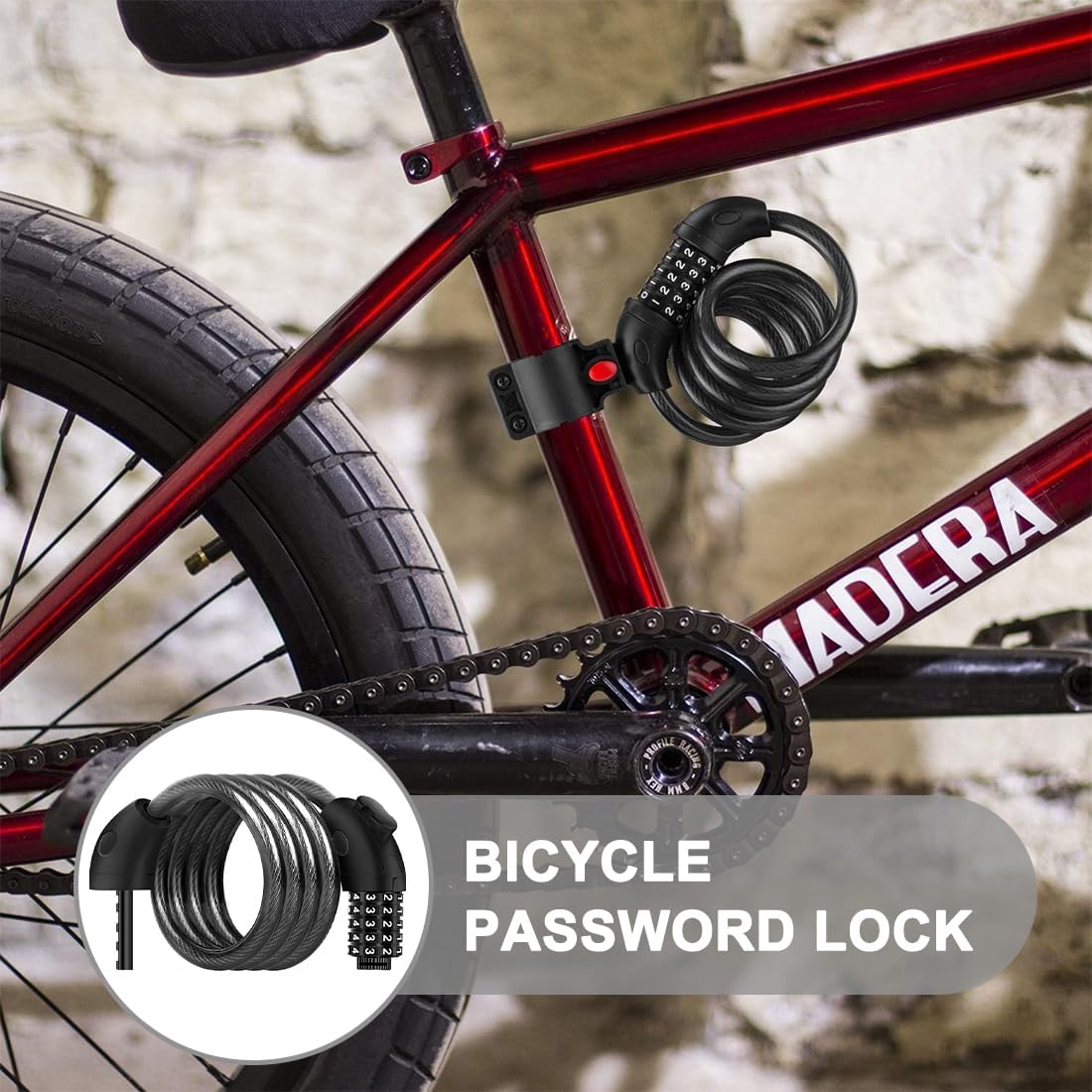 Lucchetto Per Bici A Cavo Con Catena E Combinazione A 5 Cifre – 40 Cm Lunghezza Nero