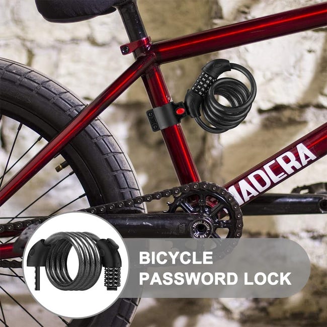 Lucchetto Per Bici A Cavo Con Catena E Combinazione A 5 Cifre – 40 Cm Lunghezza Nero