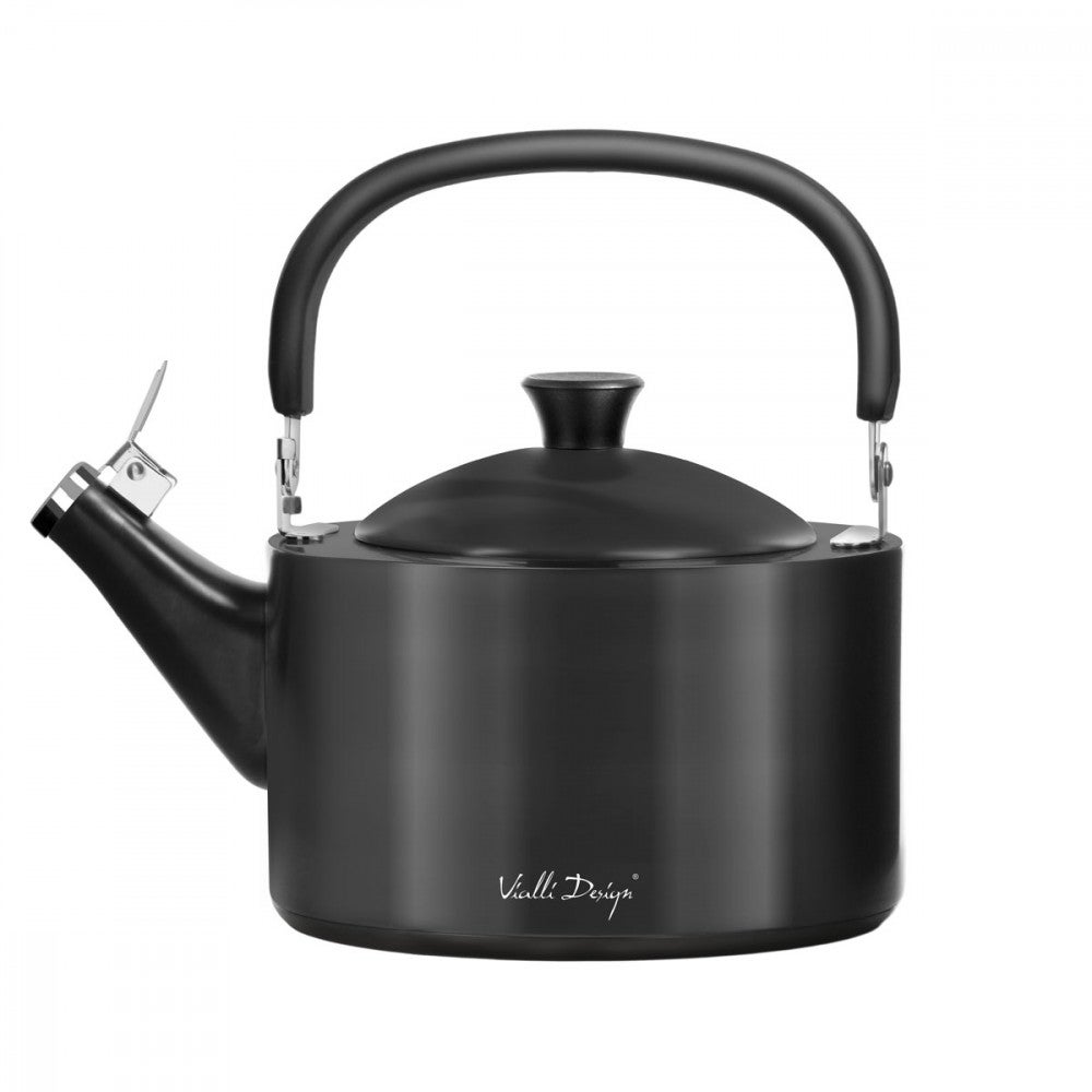 Théière bouilloire noire avec sifflet 1,5l - VIALLI DESIGN | Leroy Merlin