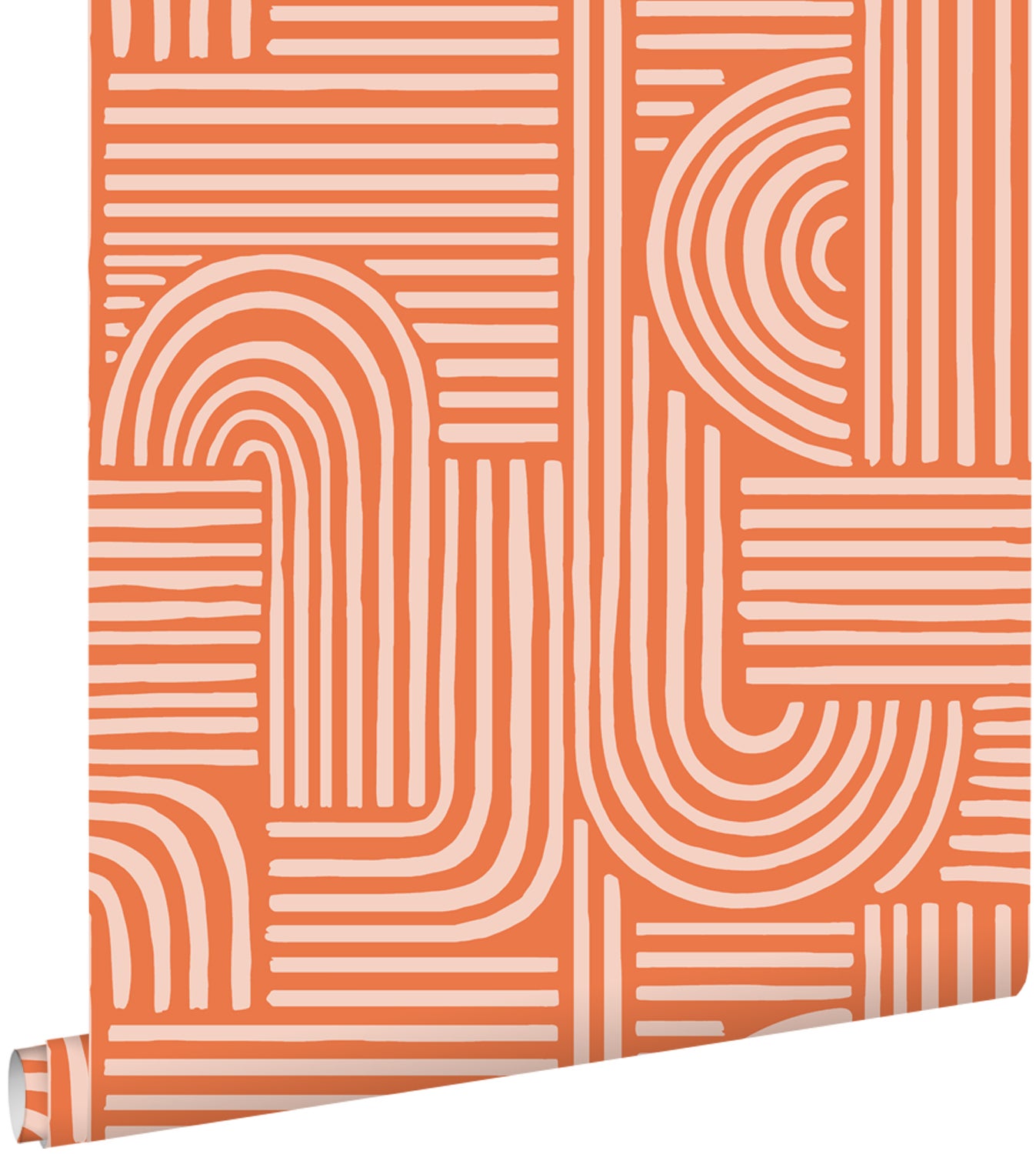 Tapeta graficzny motyw 3D pomarańczowym - 50 x 900 cm - ESTAHOME