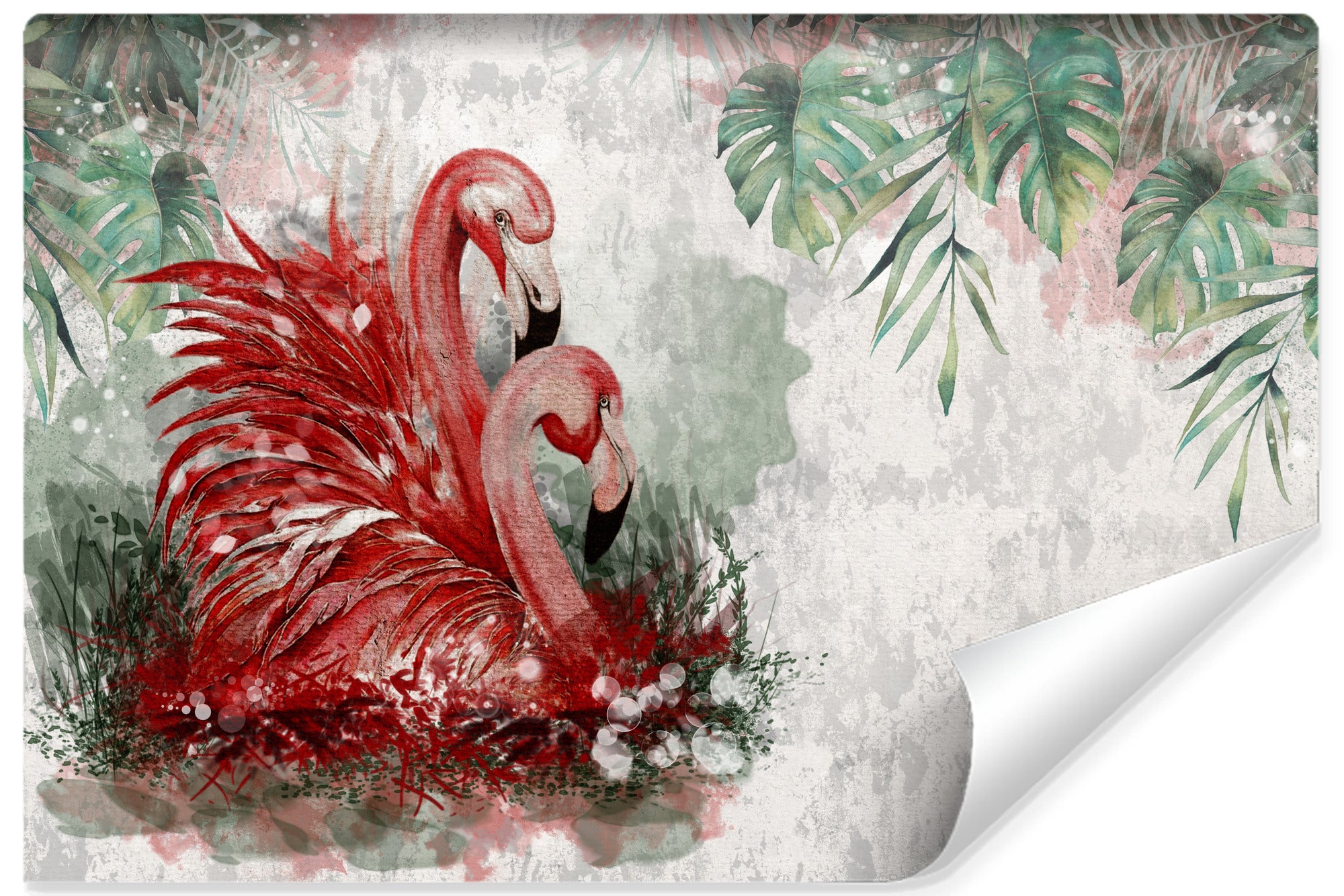 Papel pintado fotografia no tejido flaming hojas de hormigon para dormitorio 400cm x 280cm