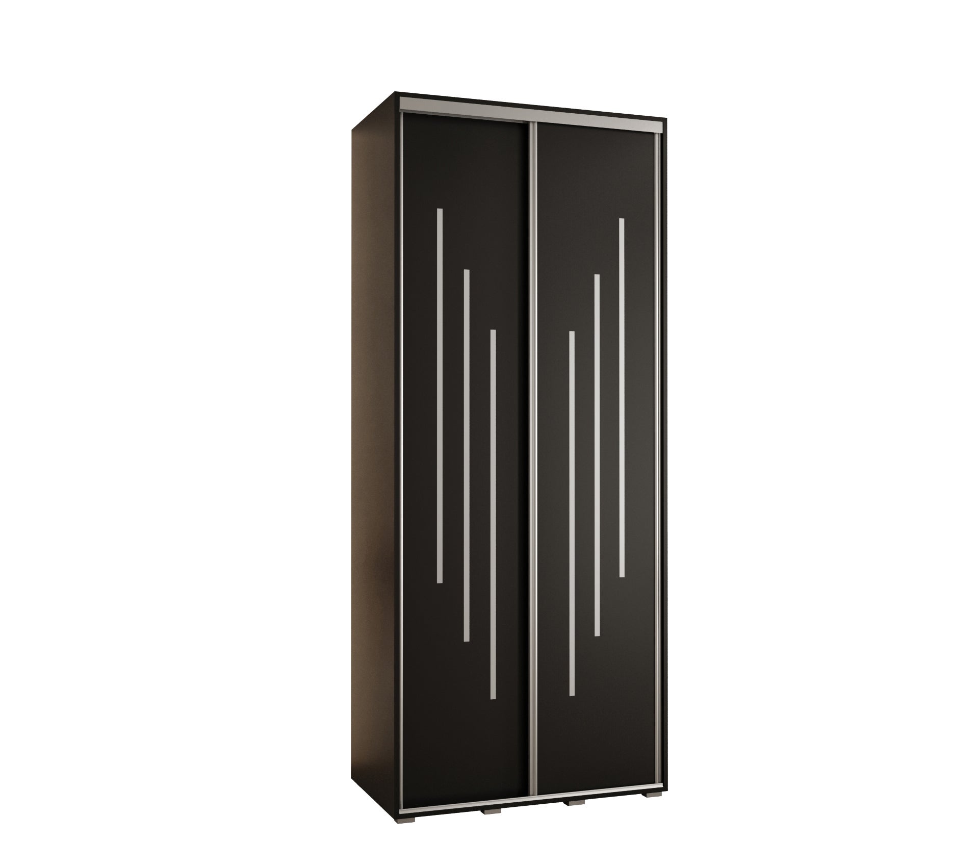 Szafa przesuwna wysoka Davos 8 110 x 45 x 235,2 cm czarny + czarny + u. srebrny - Abiks Meble
