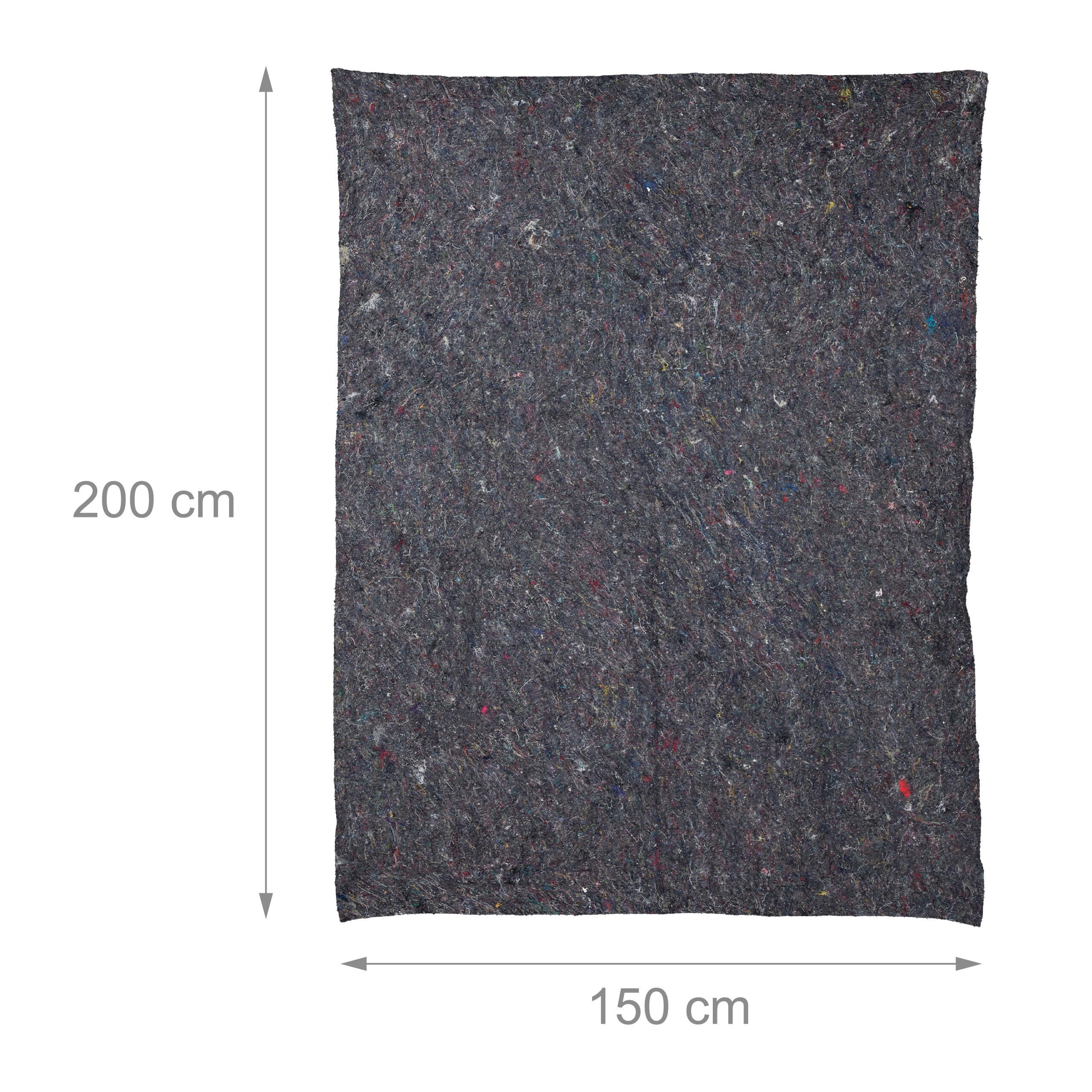 Mantas de mudanza de tejido no tejido, set de 6 para muebles, 150 x 200 cm, grosor 0,2 cm, 300 g/m², grises, Relaxdays - 8