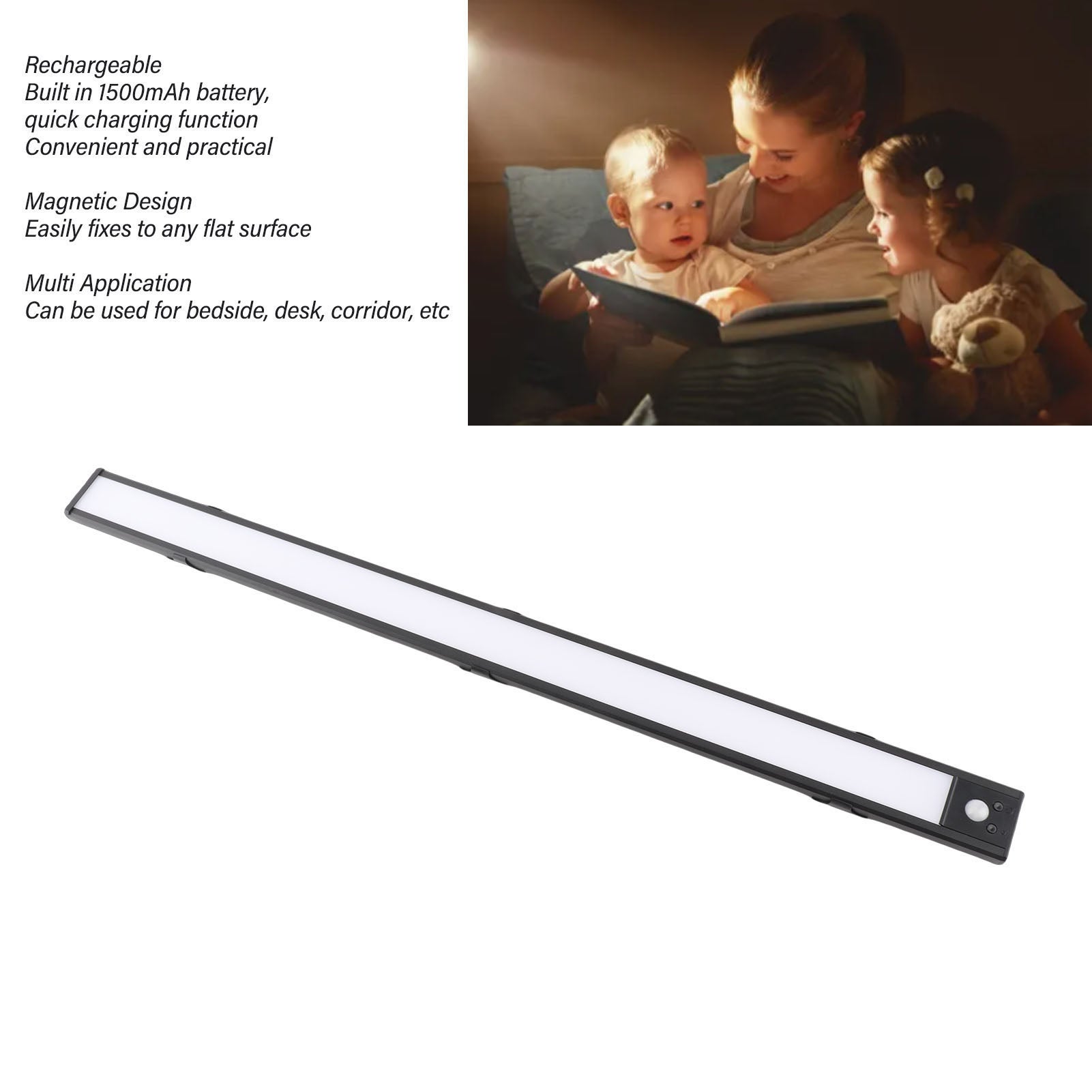 Barra de luz LED inalámbrica recargable con sensor de movimiento, luz ...
