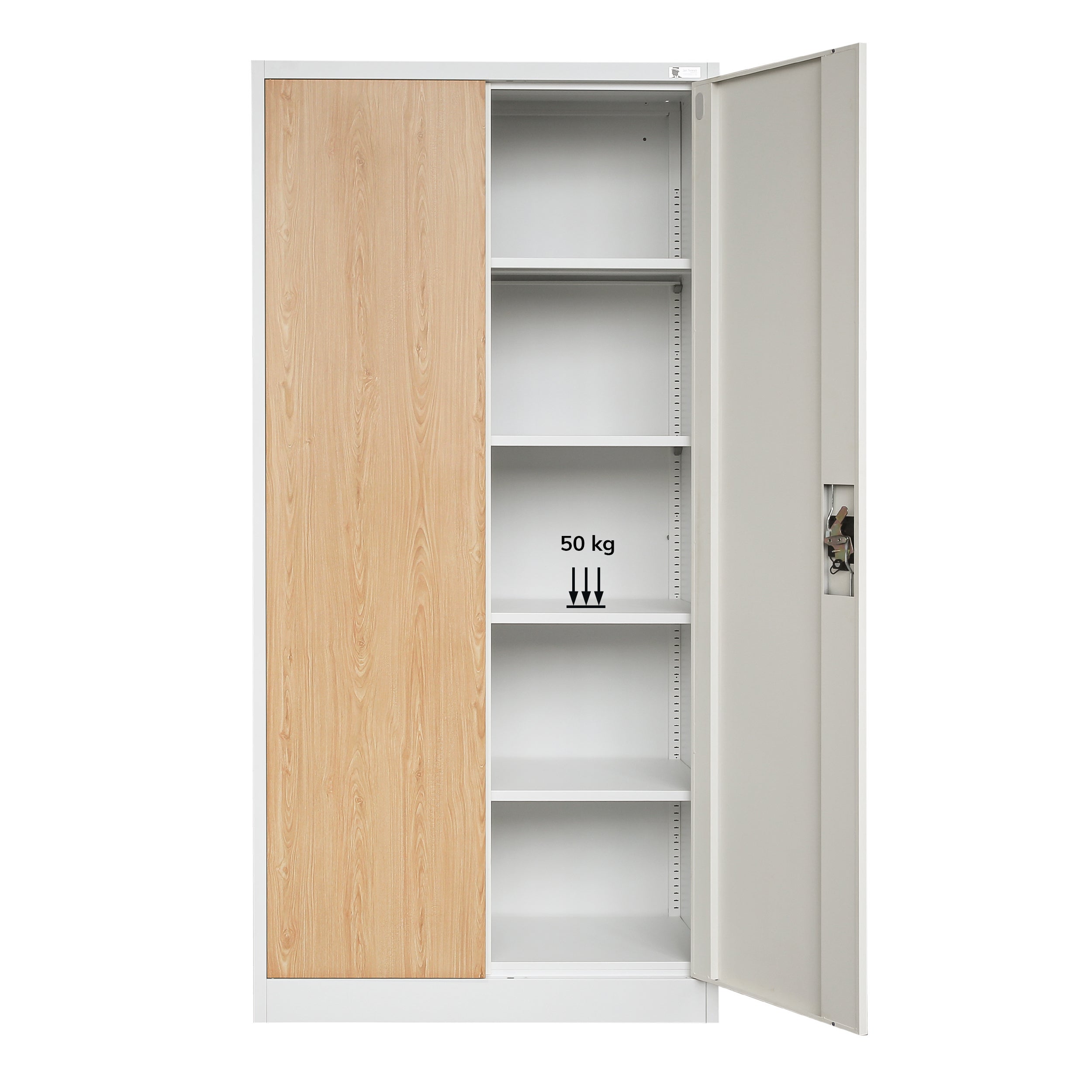 Armoire de Bureau de Rangement Métallique 4 étagères réglables 185 cm x 90 cm x 40 cm Blanc-Chêne de sonoma - 2