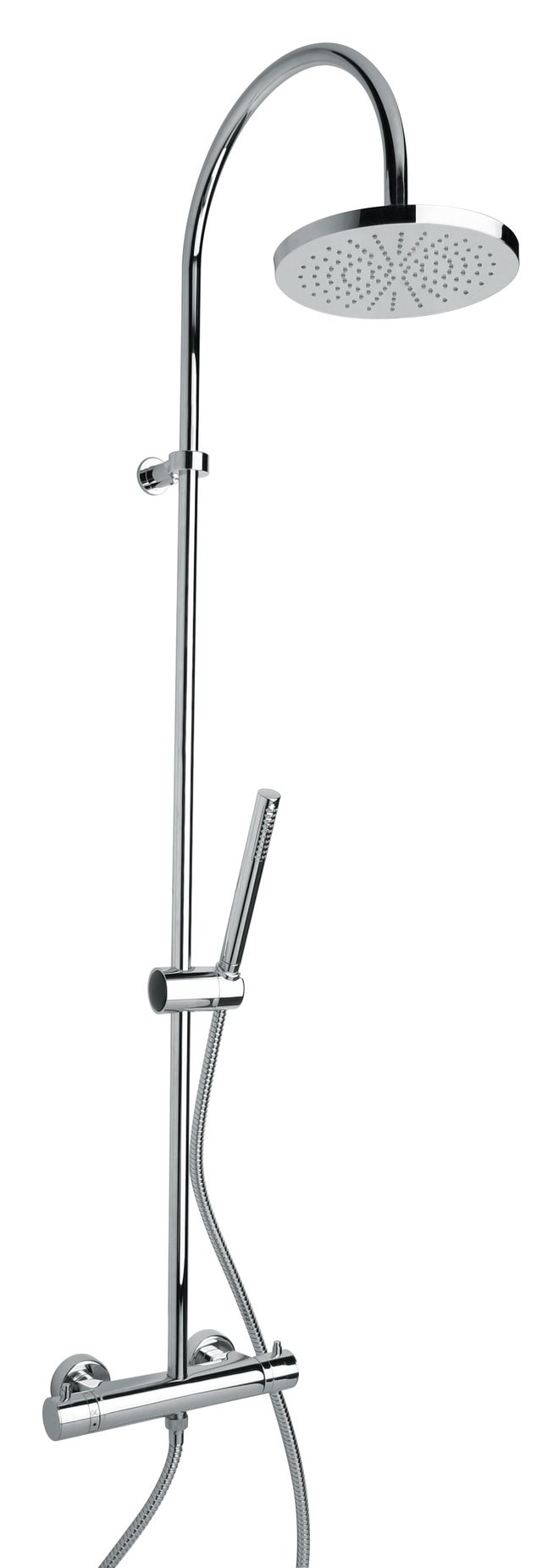Colonne coulissante pour douche avec thermostat, pomme de douche fixe et pommeau manuel