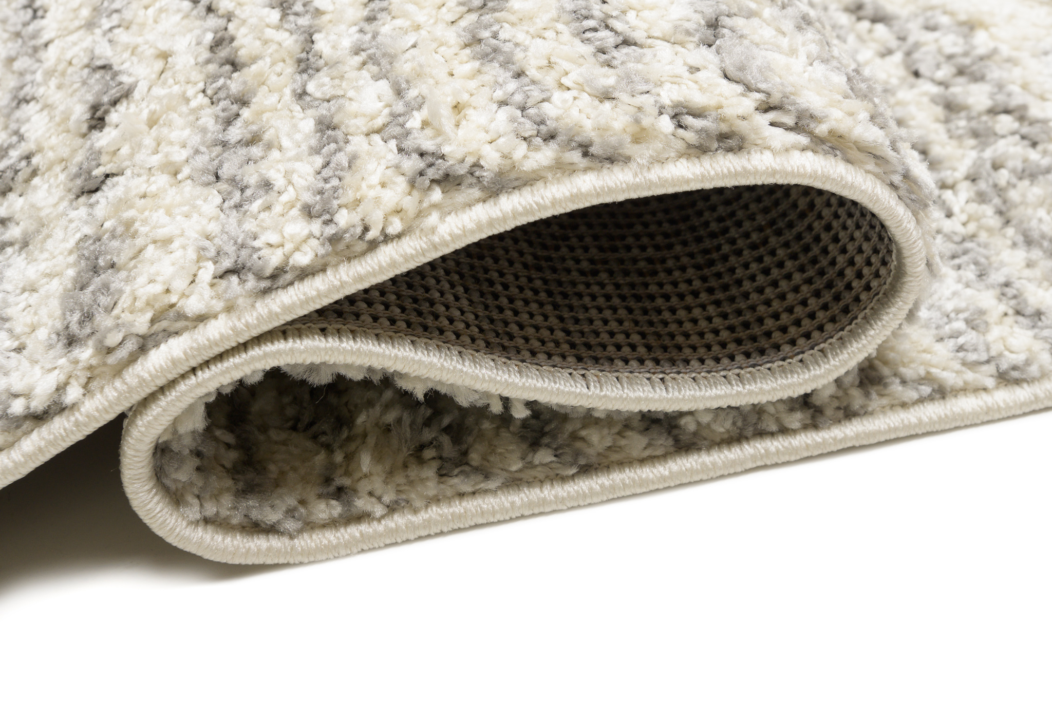 TAPISO Delhi Tappeto Shaggy Moderno Morbido Soggiorno Salotto Panna Grigio Geometrico Astratto Linee Strisce Righe 60 x 100 cm - 3