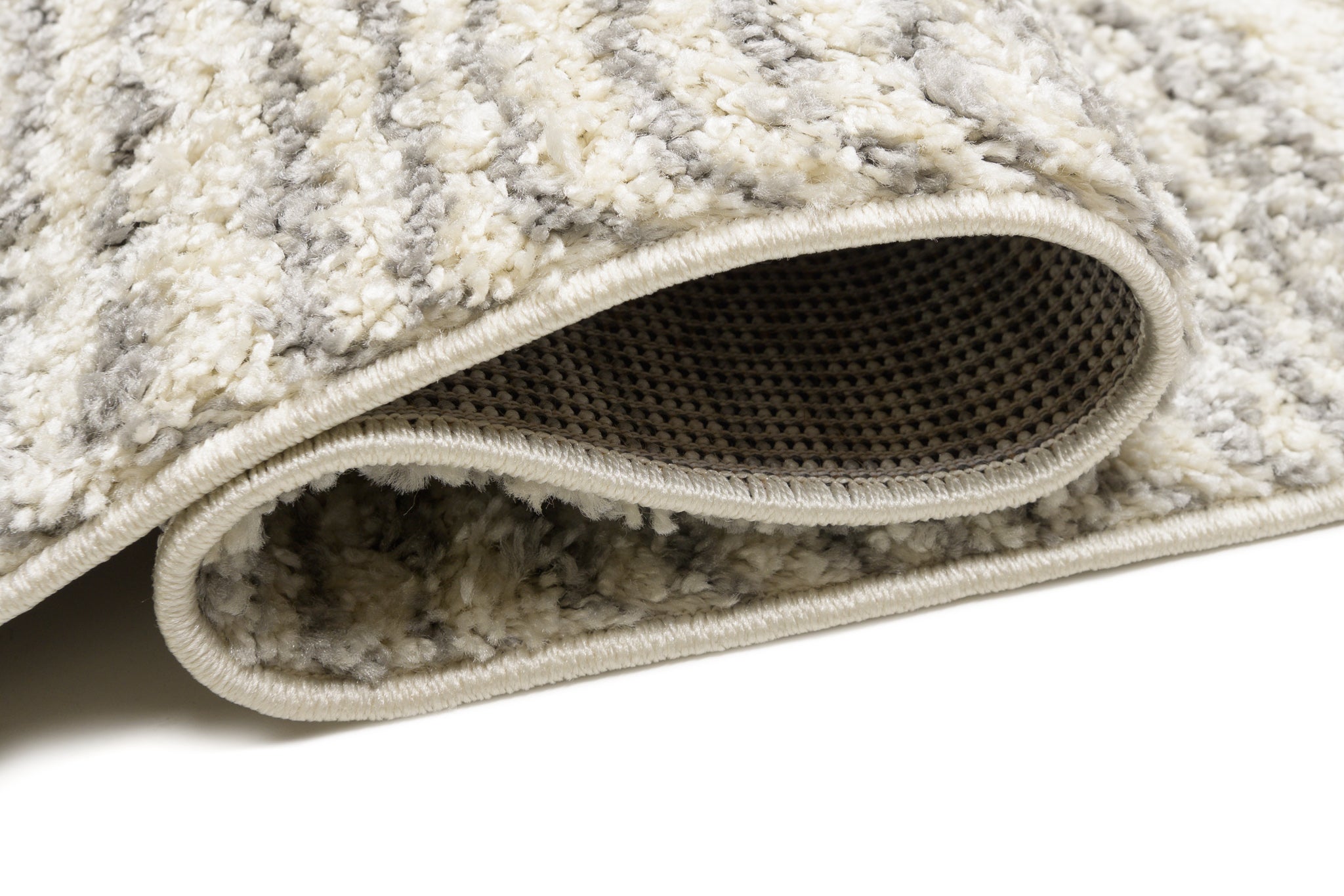 TAPISO Delhi Tapis de Salon Chambre Crème Gris Clair Rayures Moelleux Shaggy Super Doux Poils Longs Epais 60 x 100 cm - 3