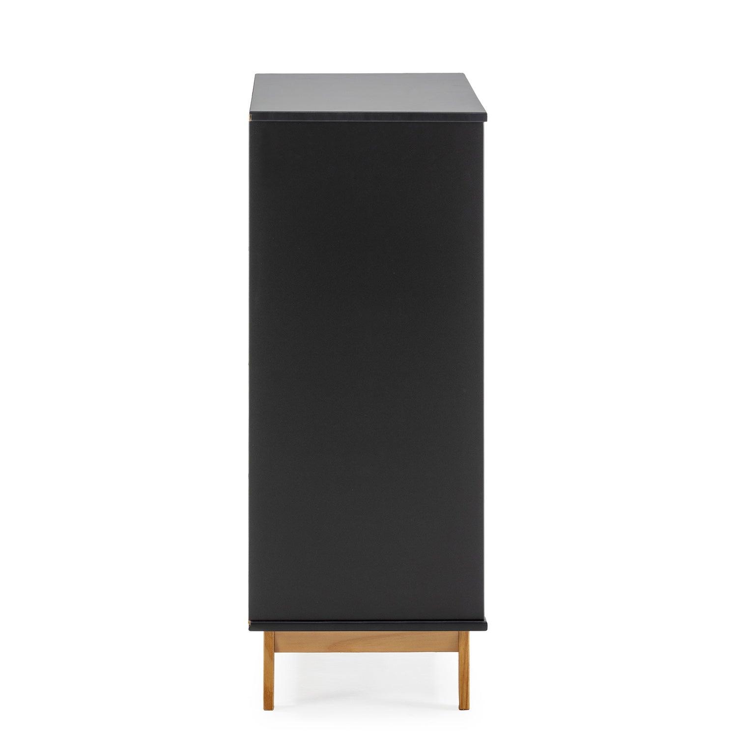 Commode Miranda avec 4 tirois en Couleur Anthracite, Pieds en Bois Naturel - 5