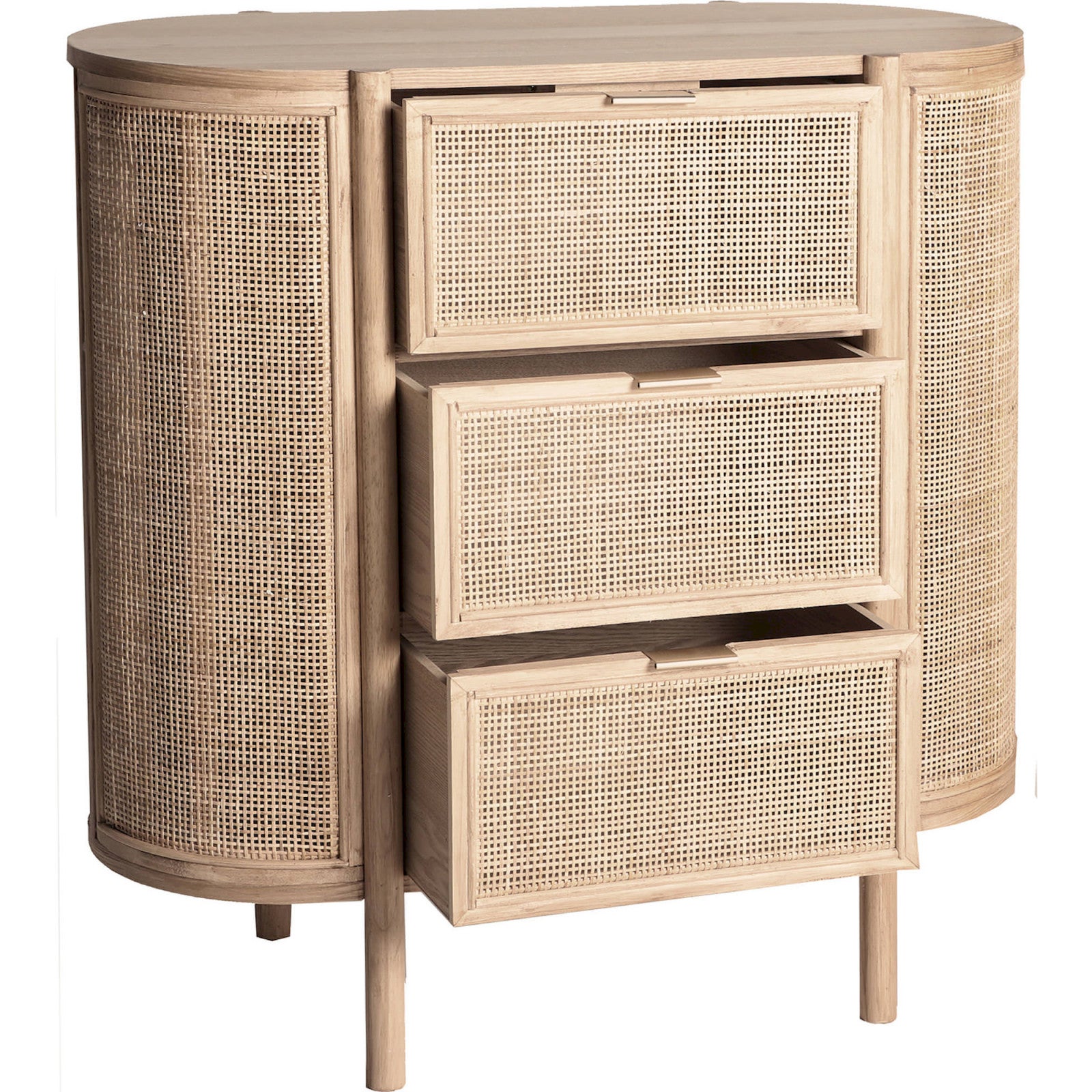 Commode Ikla Style Nordique en Bois Naturel et Rotin 80 x 39 x 80 cm ...