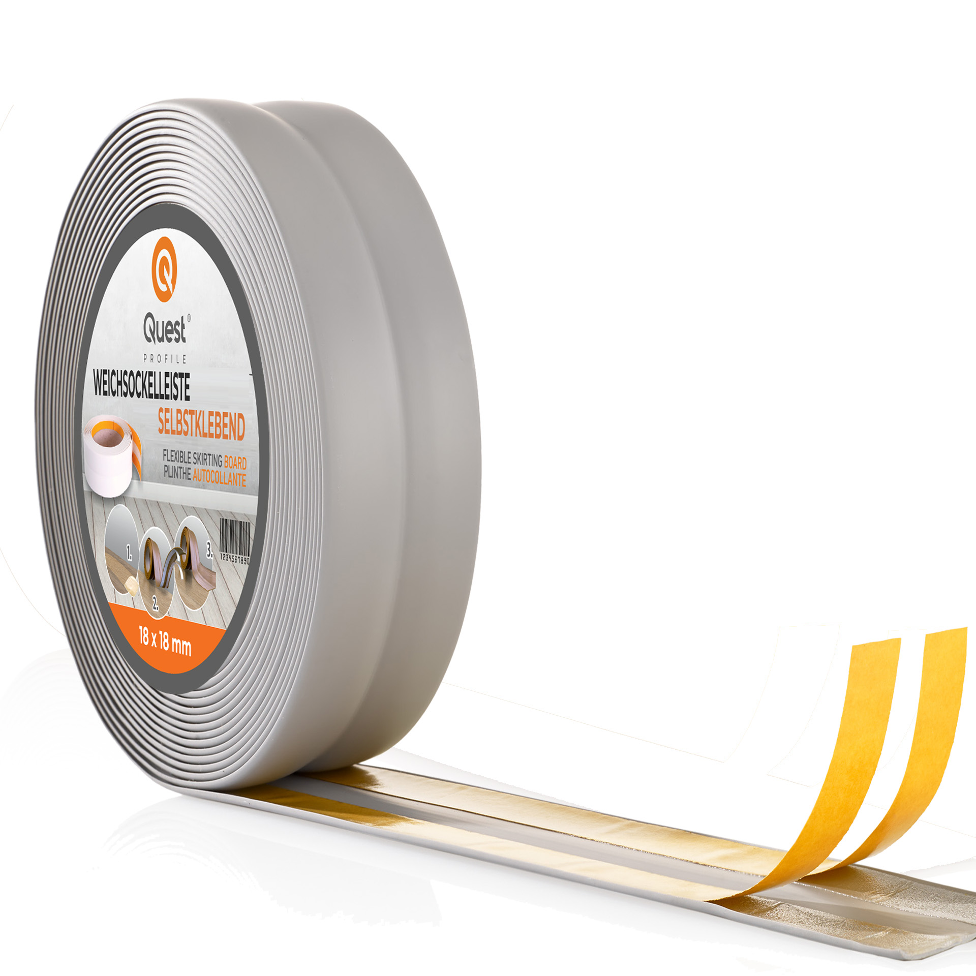 Quest banda de montaje y acabado pvc 30x30mm, 20m, autoadhesiva, gris