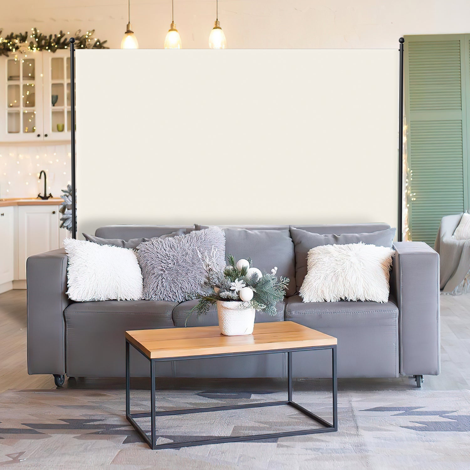 Paravent avec roulettes séparateur de pièce Cloison Paravent écran de confidentialité Écran pour Jardin Beige 187x181 cm - 6