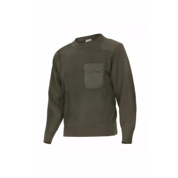 Jersey punto grueso de tratamiento antipilling con cuello y puños de canalé VELILLA Serie 100