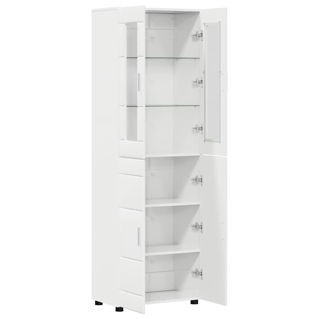 Armoire Haut de rangement - Armoire De Chambre avec porte Blanc brillant 60 x 35 x 182 cm - 5