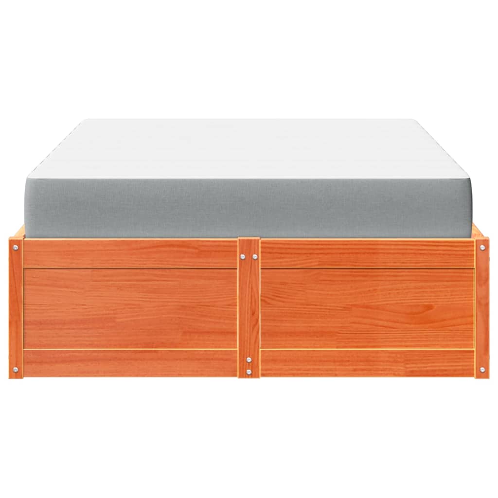 Lit avec matelas, bois massif de pin, cire marron, pour la chambre, 120 × 200 cm - 6
