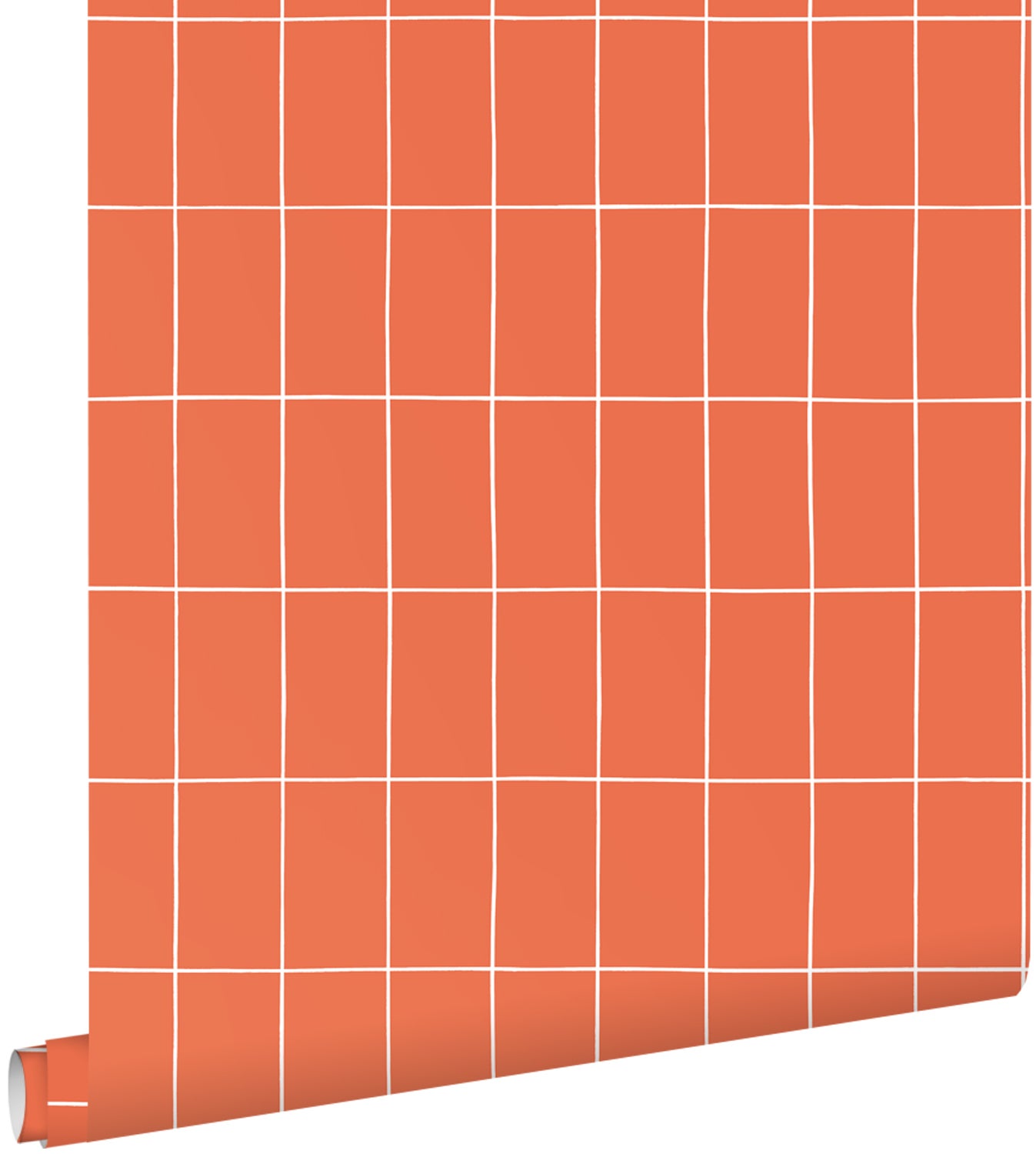 Tapeta małe kafelki pomarańczowymIbiałym - 50 x 900 cm - ESTAHOME