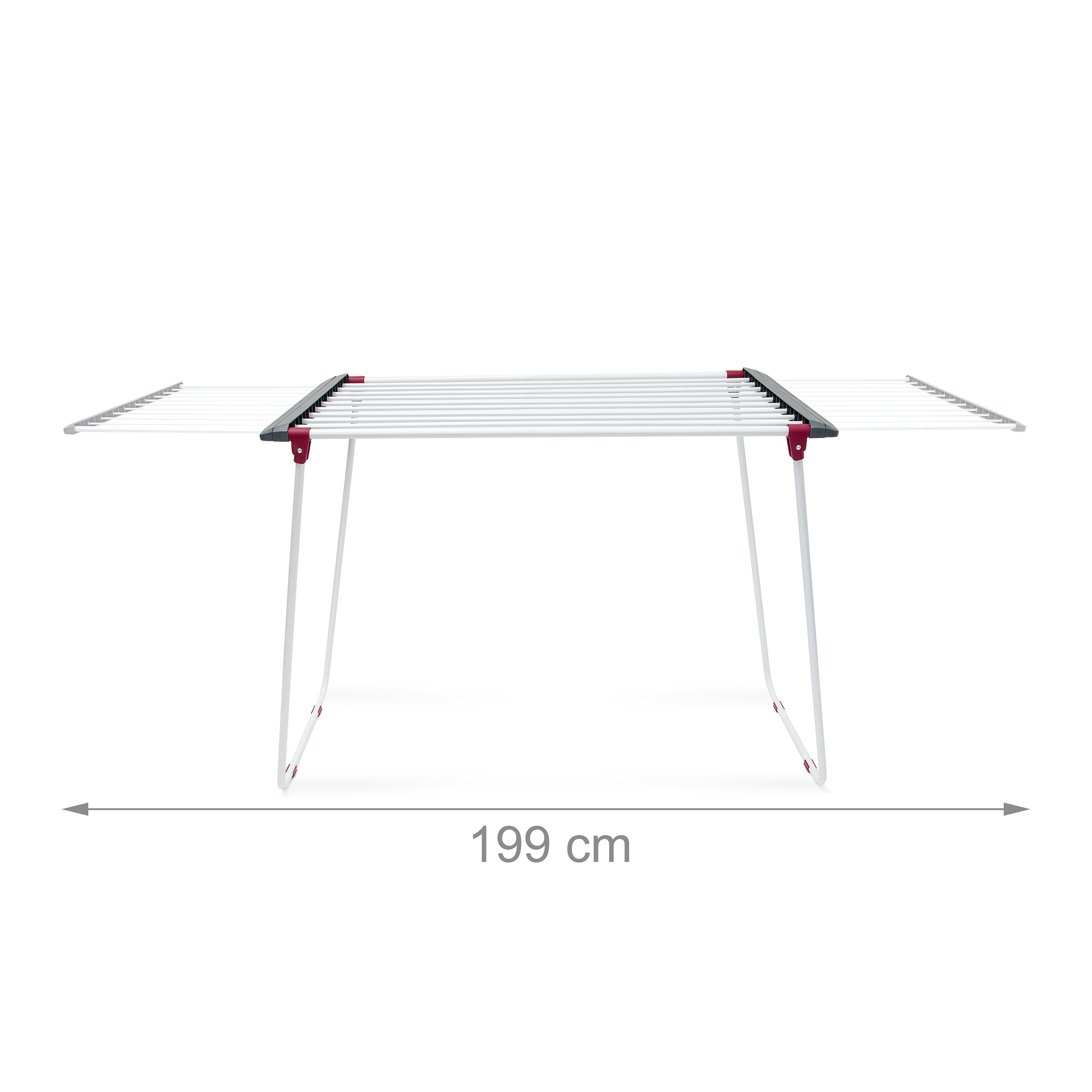 Séchoir à linge sur pied rétractable pour intérieur/extérieur avec rallonges, blanc et gris, Relaxdays - 4