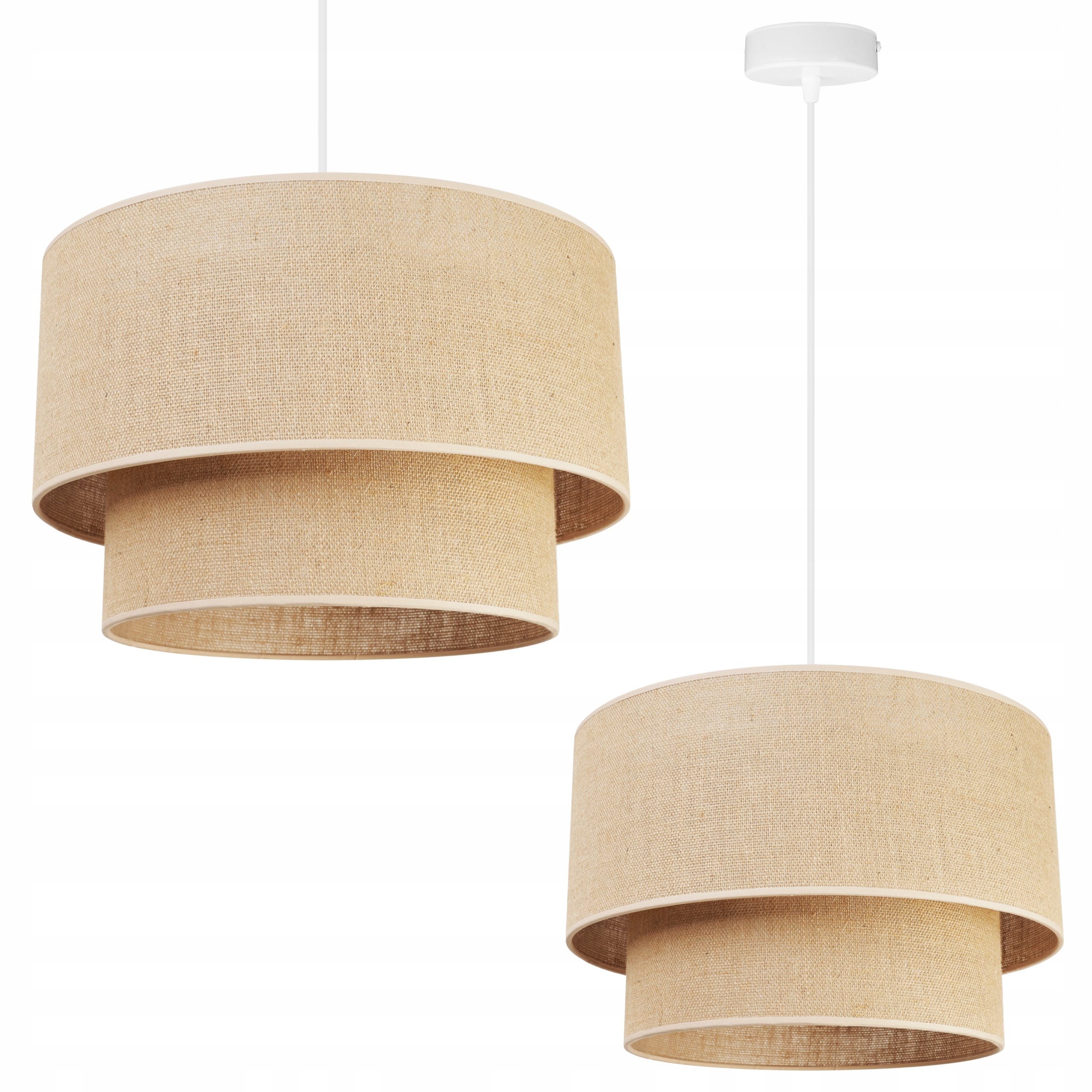 Suspension Juta, abat-jour cylindrique asymétrique beige, 1 x E27 ...
