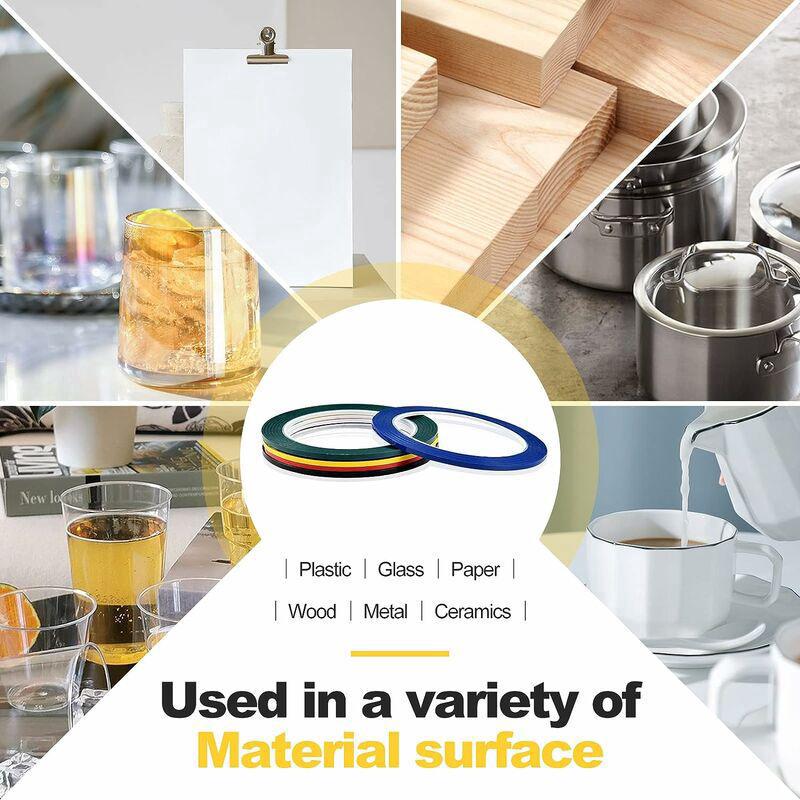 Rotoli di nastro adesivo per marcatura a griglia da 3 mm, nastro adesivo per marcatura su lavagna bianca, 5 colori assortiti, 66 m per rotolo - 5