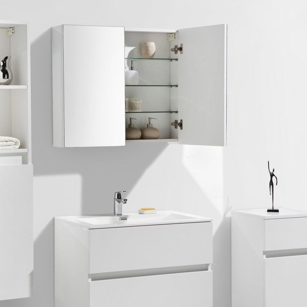 Meuble salle de bain design simple vasque SIENA largeur 80 cm blanc laqué - 4