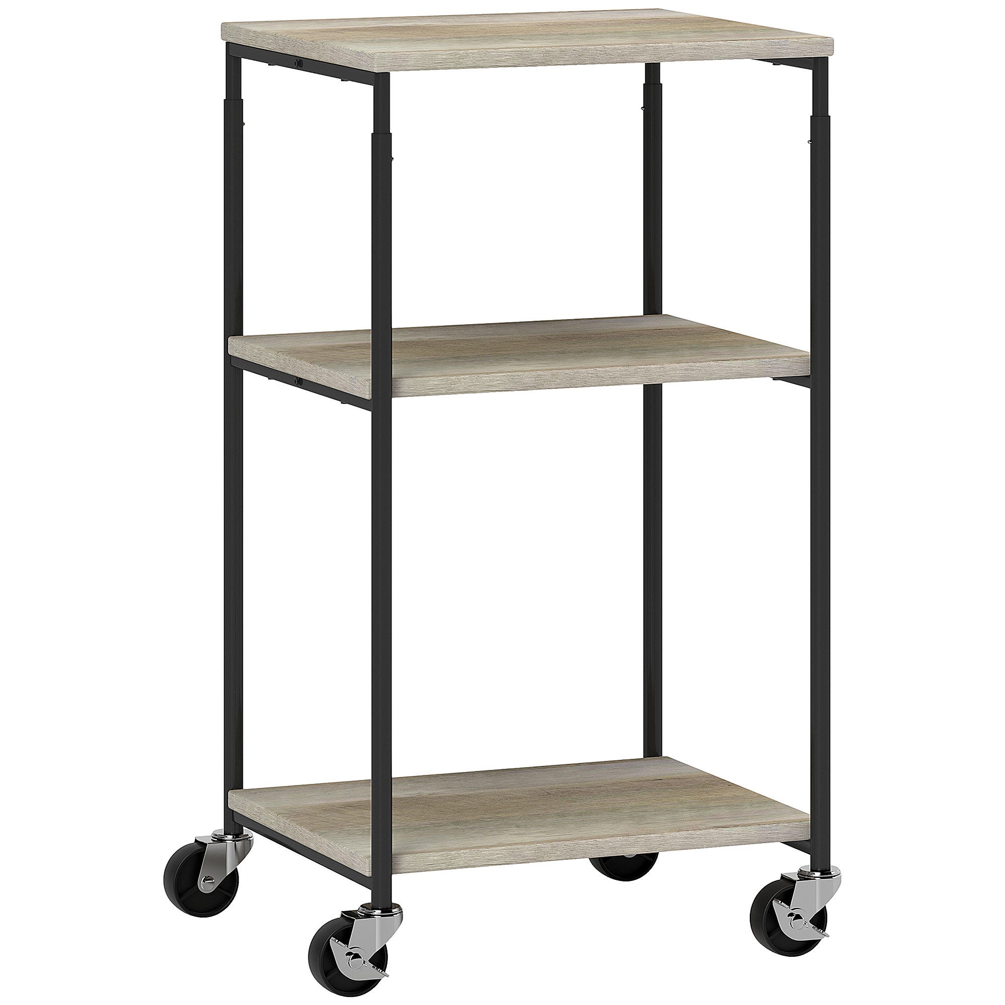 Support D'Imprimante VidaXL Chêne Noir - Organisateur Bureau En Bois 40x32x22.5cm Avec Rangement