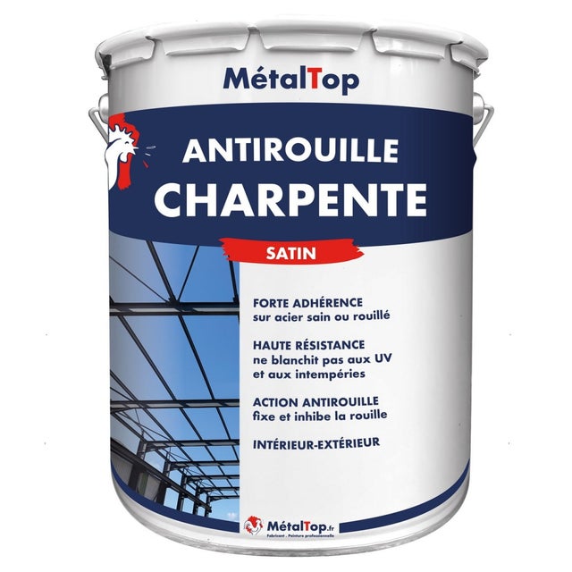 Antirouille Charpente - Brun rouge - RAL 8012 - 15 L - Métaltop