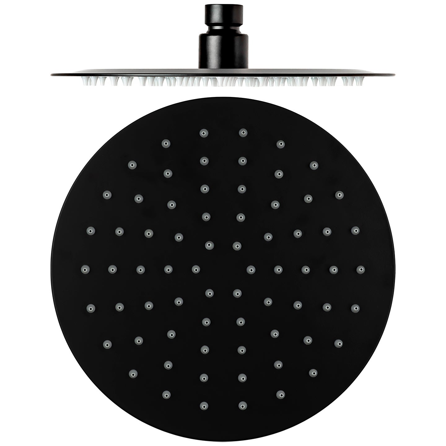 20CM CZARNA DESZCZOWNICA PRYSZNICOWA OKRĄGŁA ULTRA CIENKA STAL NIERDZEWNA